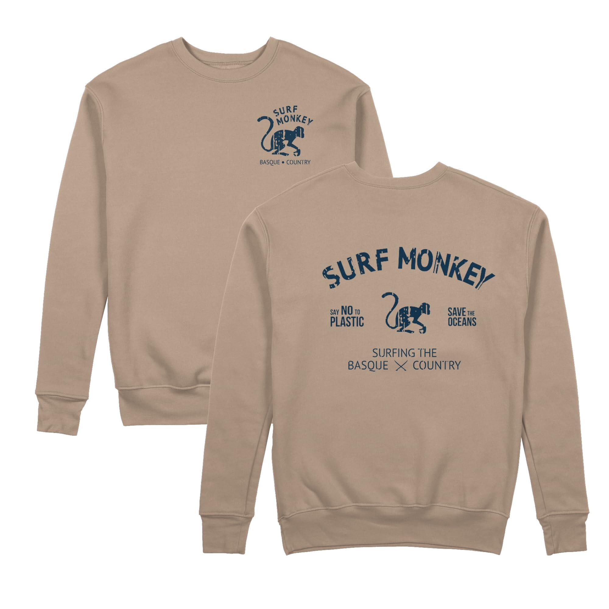 Surf Monkey - Sweat-shirt Ras Du Cou Save The Ocean (sable) - Sweat-shirt - Marron - Decathlon