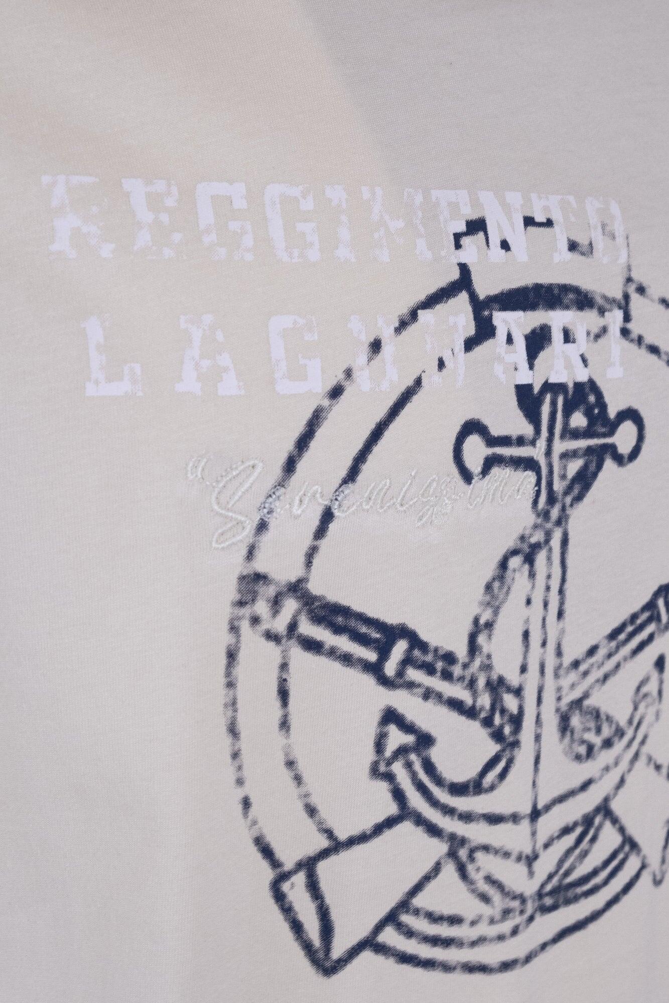 T-shirt Esercito Lagunari a maniche corte kaki in cotone uomo 3/4