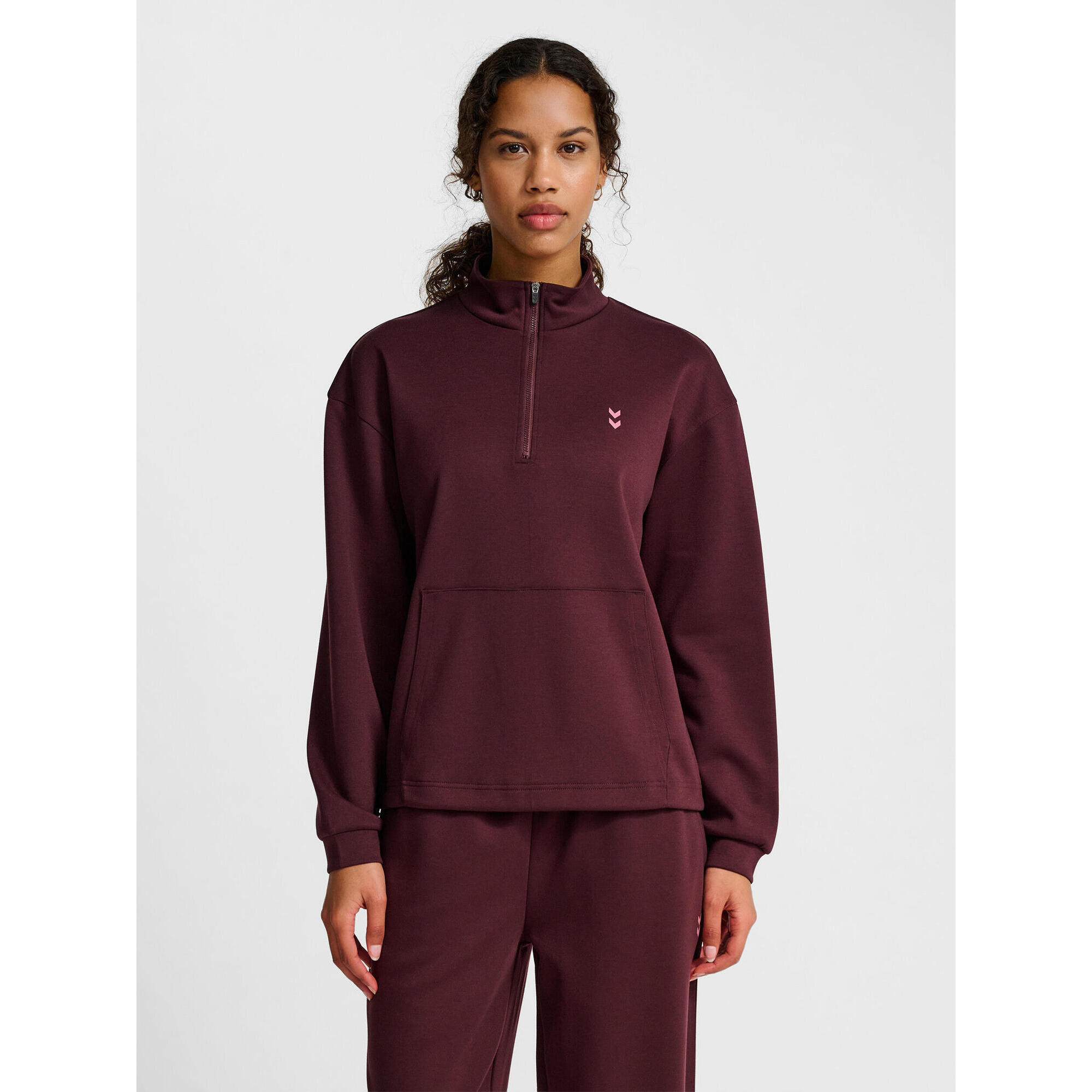 Hummel - Fermeture Éclair Zip Sweat-shirt Hmlyoga Femme Hummel - Pull - Bordeaux|marron|rose|rouge - Decathlon