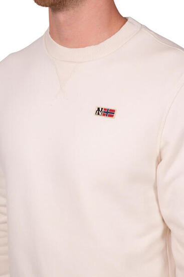 Sweatshirt - Sportswear - Homme - Regular fit, col rond, badge logo - Blanc