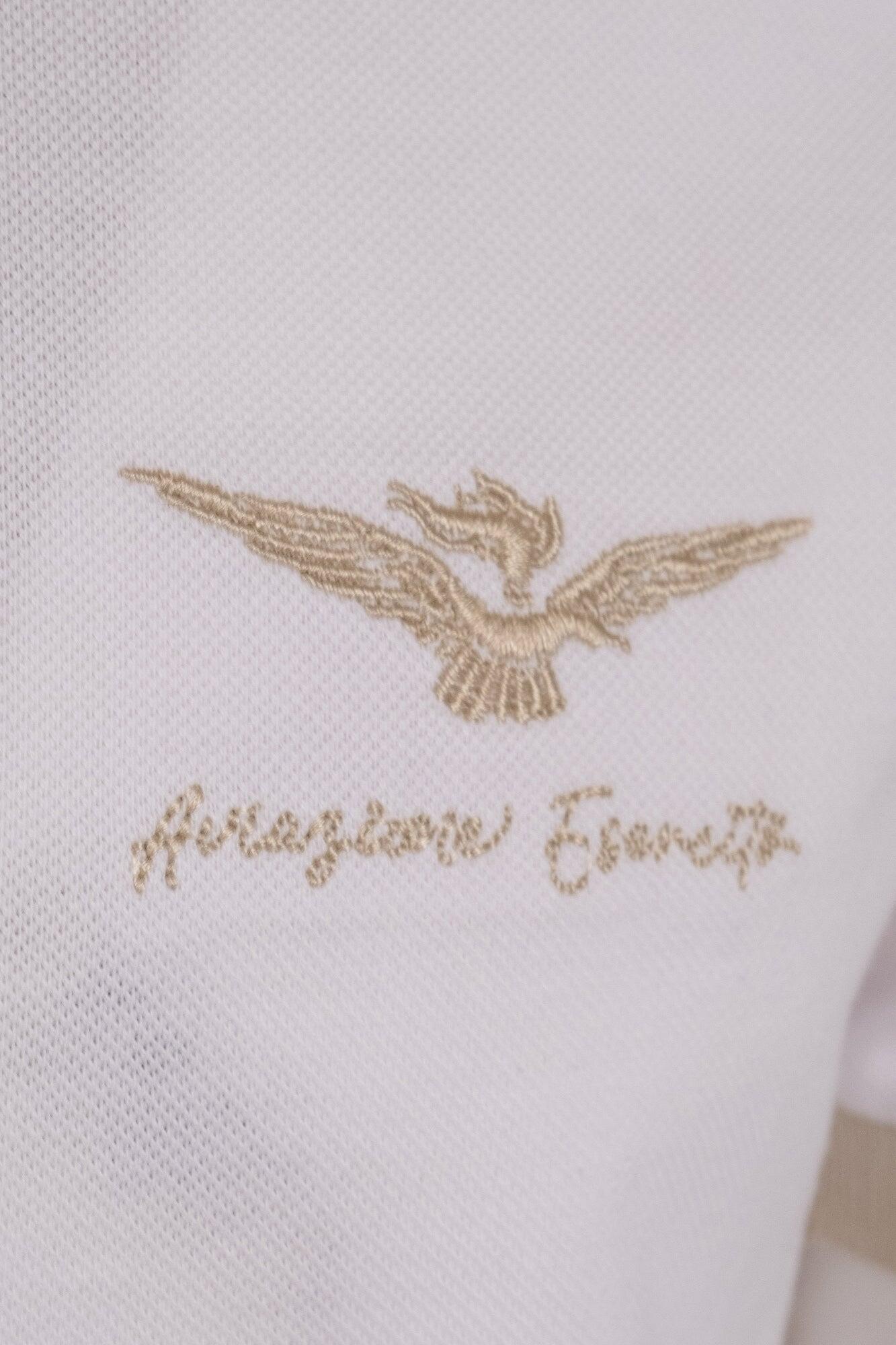 Polo Aviazione Esercito a maniche corte bianca in cotone uomo 3/4
