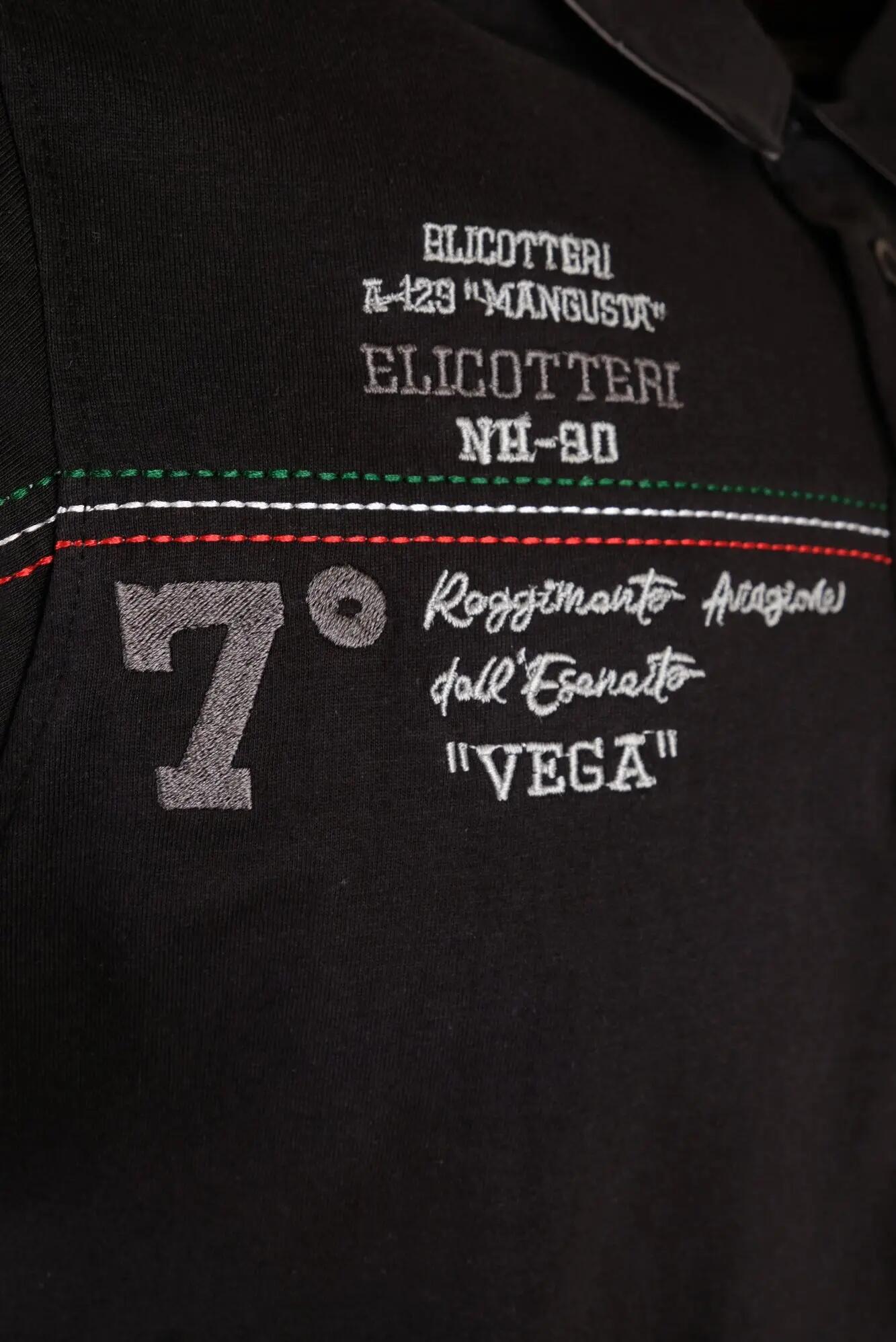 Polo Aviazione Esercito a maniche corte nera in cotone uomo 3/4