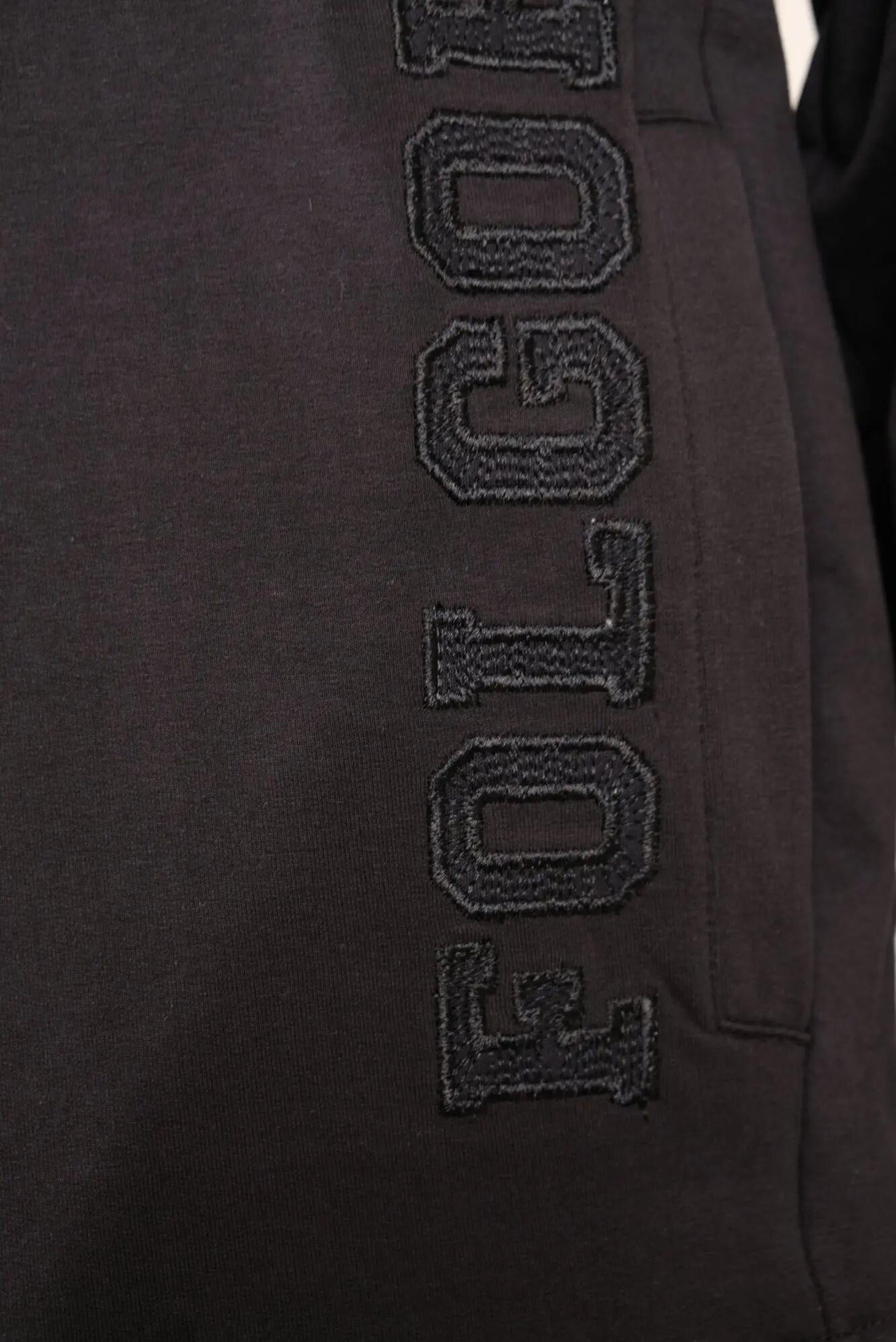 Felpa Folgore con cappuccio nera in cotone uomo 4/4