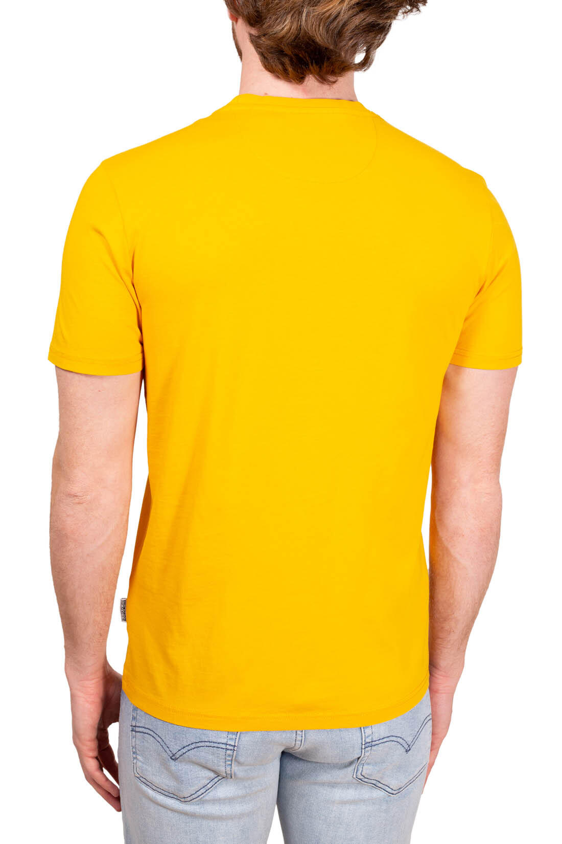 T-shirt - Casual - Uomo - Regular fit, maniche corte, patch logo - Giallo 3/4