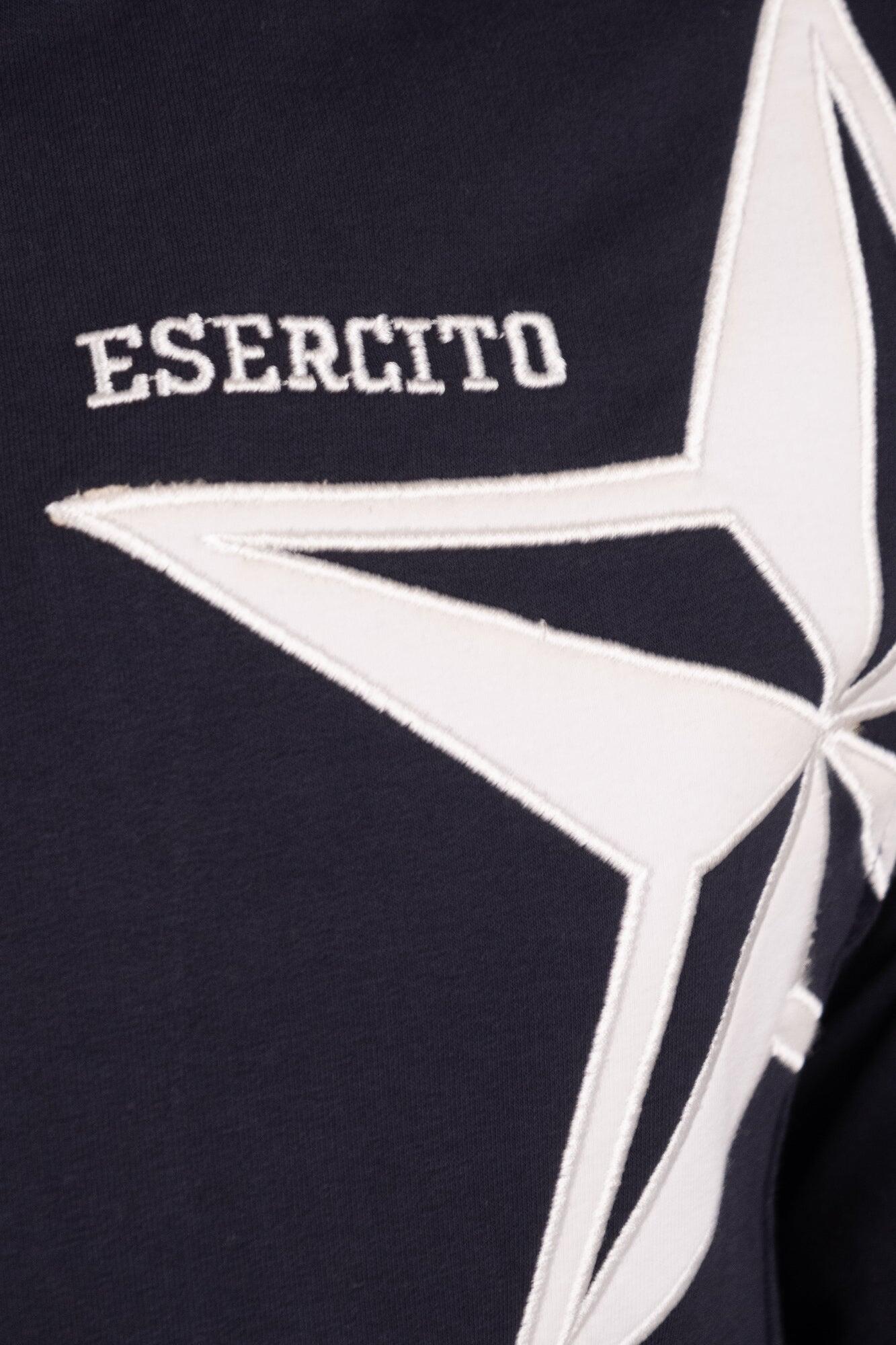 Felpa Esercito con zip blu in cotone uomo 3/4