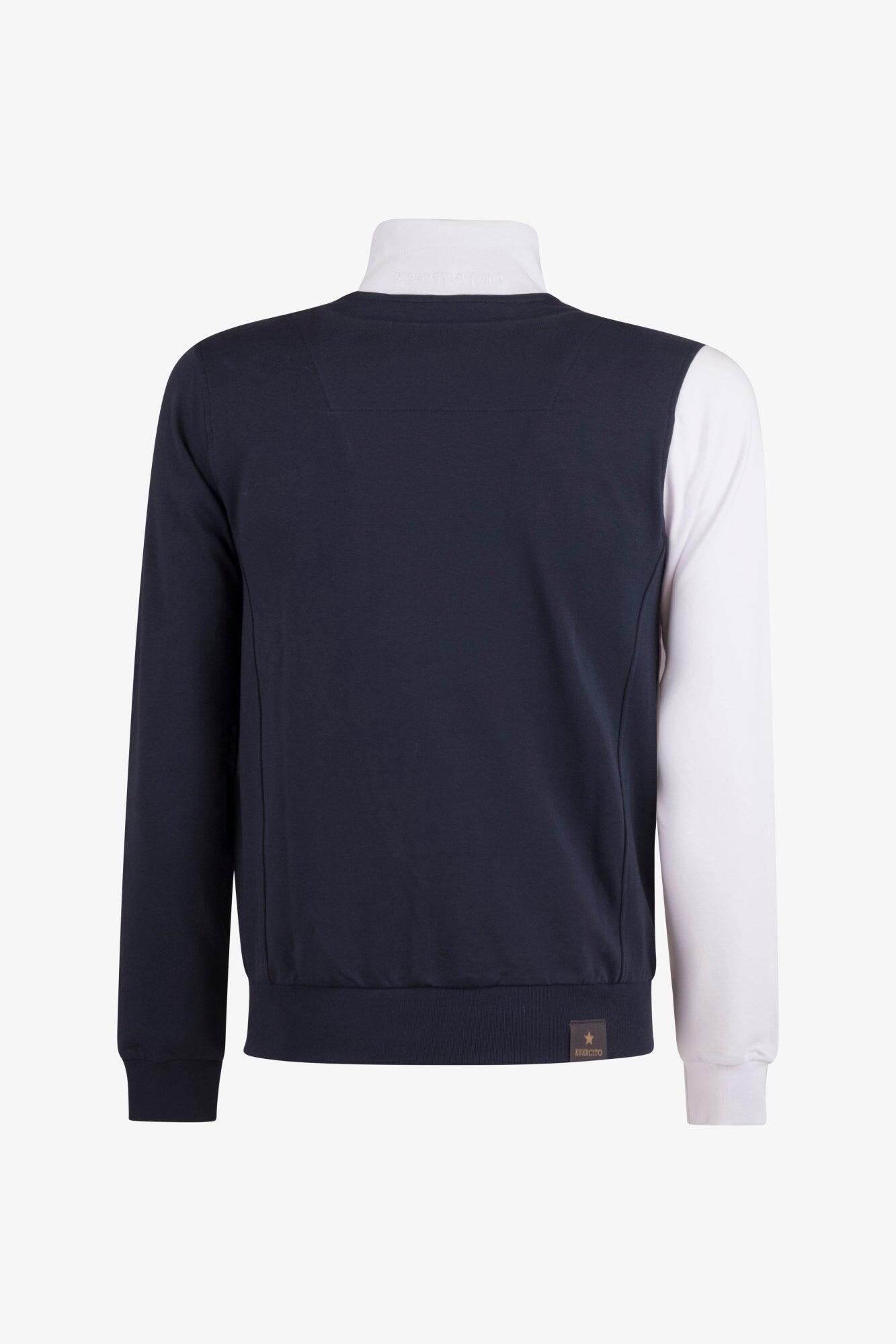 Felpa Esercito con zip blu in cotone uomo 2/4