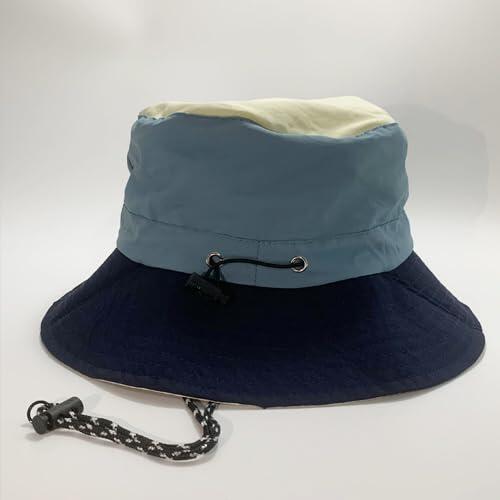 Chapeau de trekking imperméable – taille unique – pliable (Bleu marine/Beige) 2/7