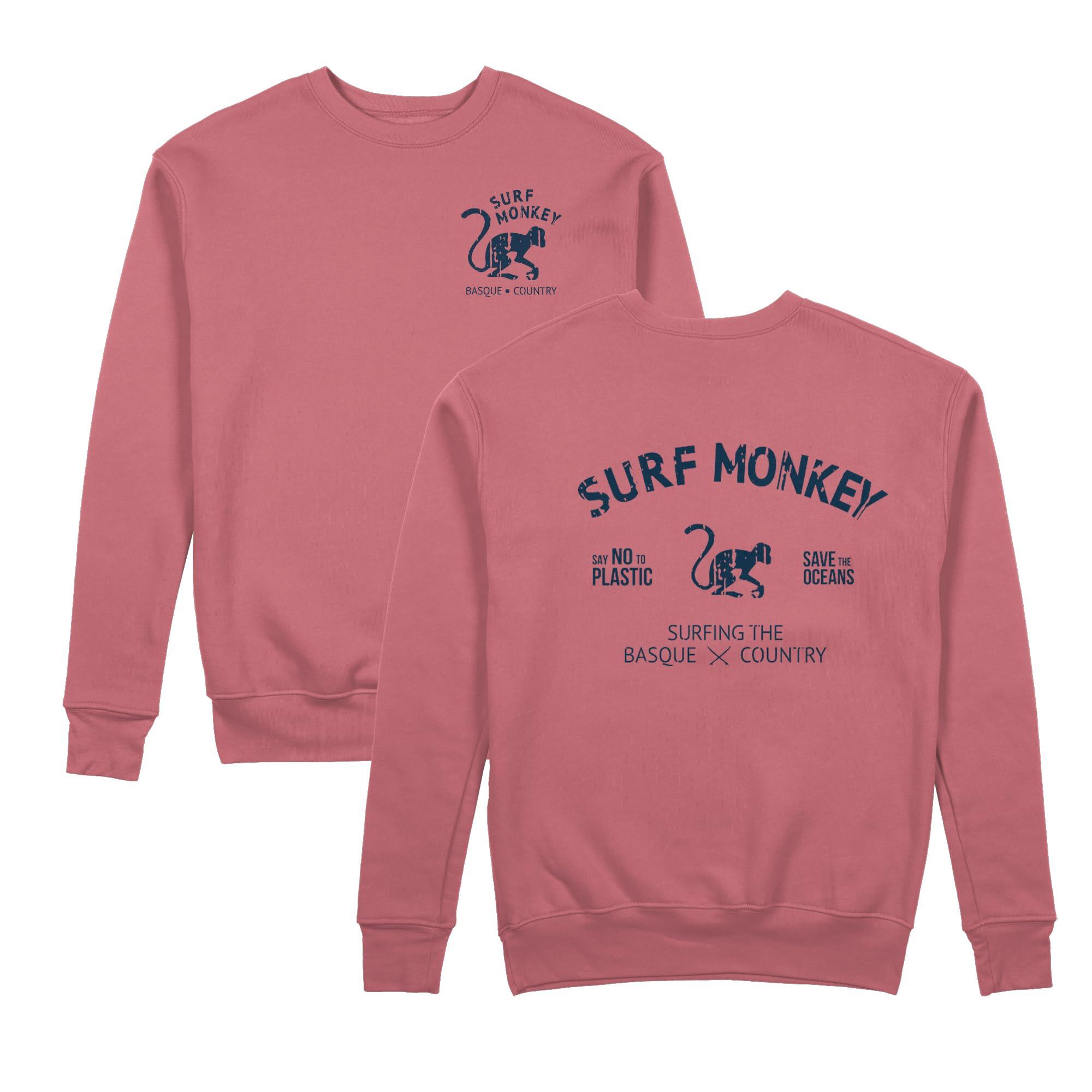 Surf Monkey - Sweat-shirt Ras Du Cou Save The Ocean (rose Thé) - Sweat-shirt - Rose - Decathlon