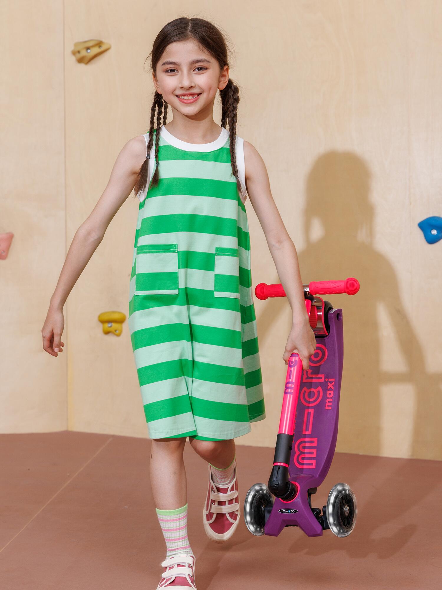 Patinete Infantil Micro Maxi Deluxe NEON Plegable LED Lila/Rosa 3/7