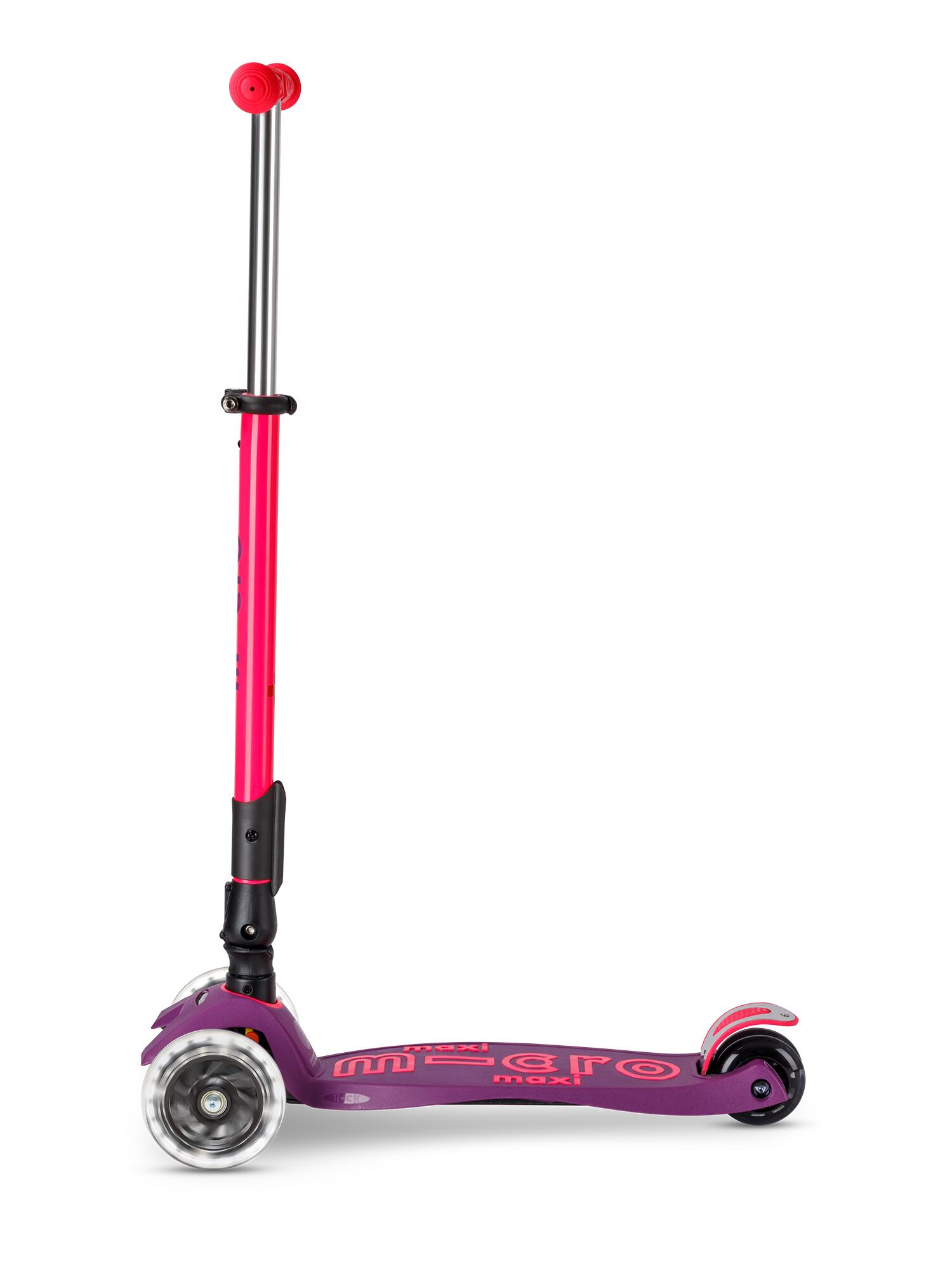 Patinete Infantil Micro Maxi Deluxe NEON Plegable LED Lila/Rosa 5/7