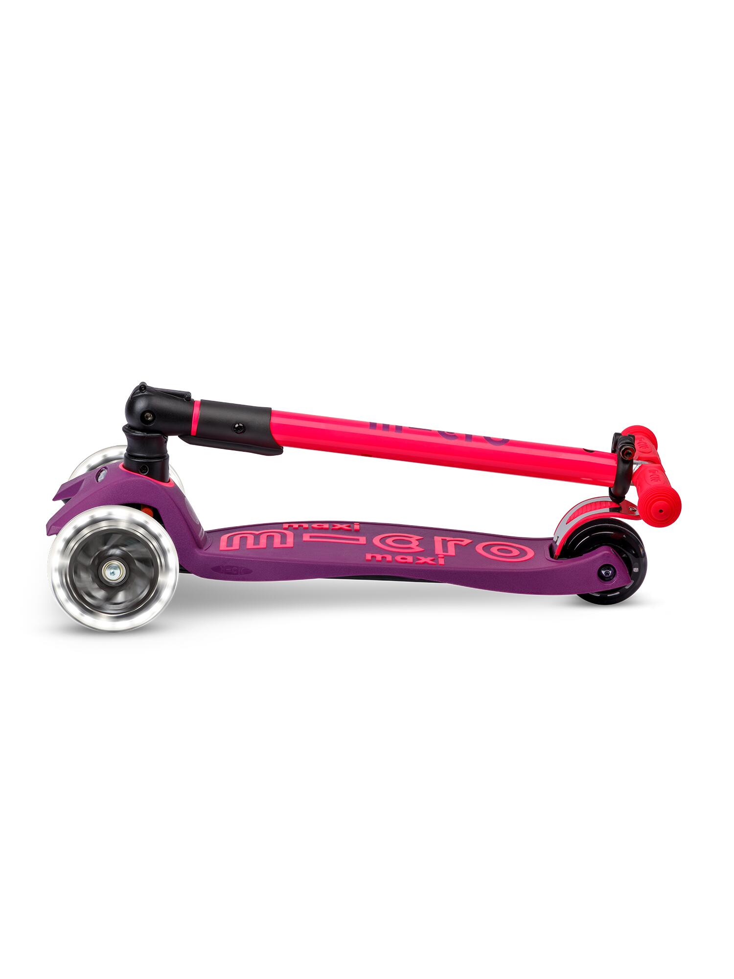 Patinete Infantil Micro Maxi Deluxe NEON Plegable LED Lila/Rosa 6/7