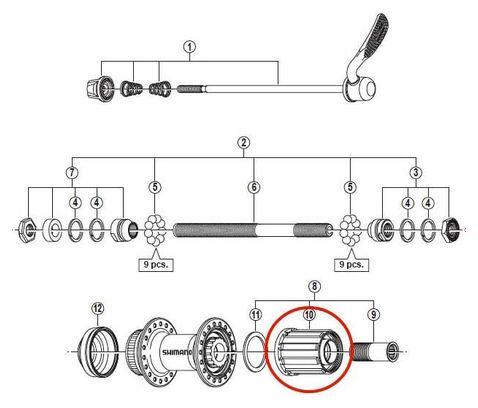 Corps de Roue Libre Shimano FH-C201 8V 2/2
