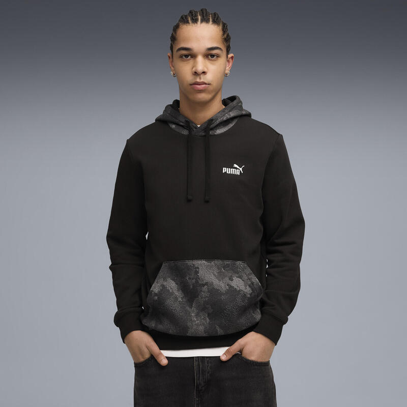 Pulover alergare bărbați camuflaj Essentials Camo Hoodie, albastru PUMA