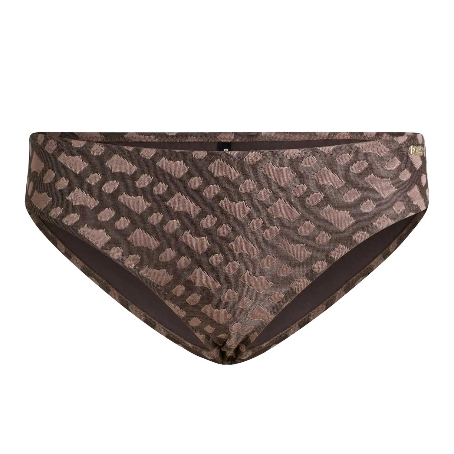 Womens/Ladies Monogram Jacquard Bikini Bottoms (Brown) 2/4