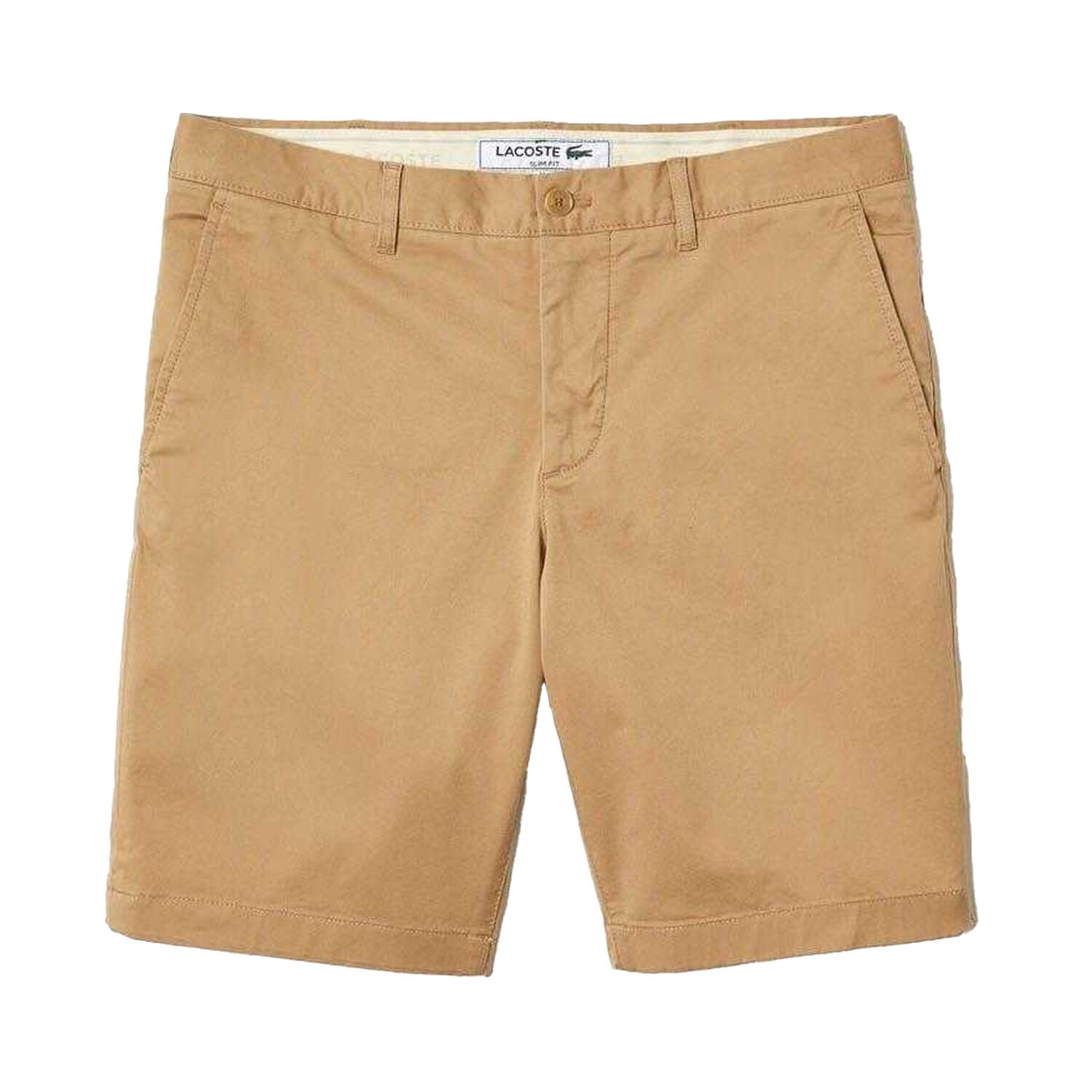 LACOSTE Mens Cotton Stretch Slim Casual Shorts (Beige)