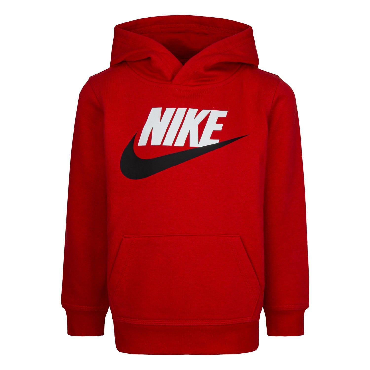 NIKE Childrens/Kids Club HBR Pull Over Hoodie (Red/Black)