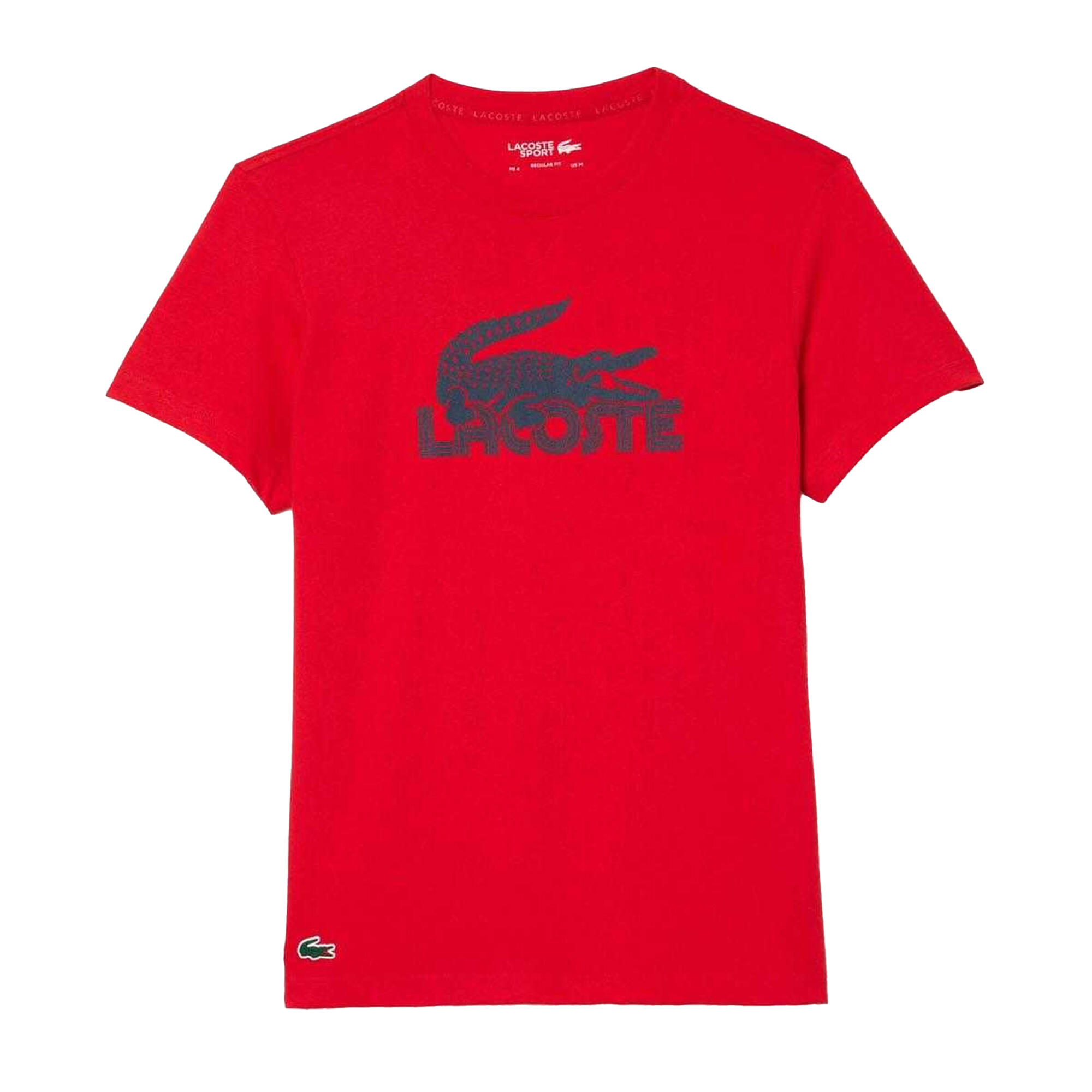 LACOSTE Mens Cotton Ultra Dry TShirt (Red/Blue)