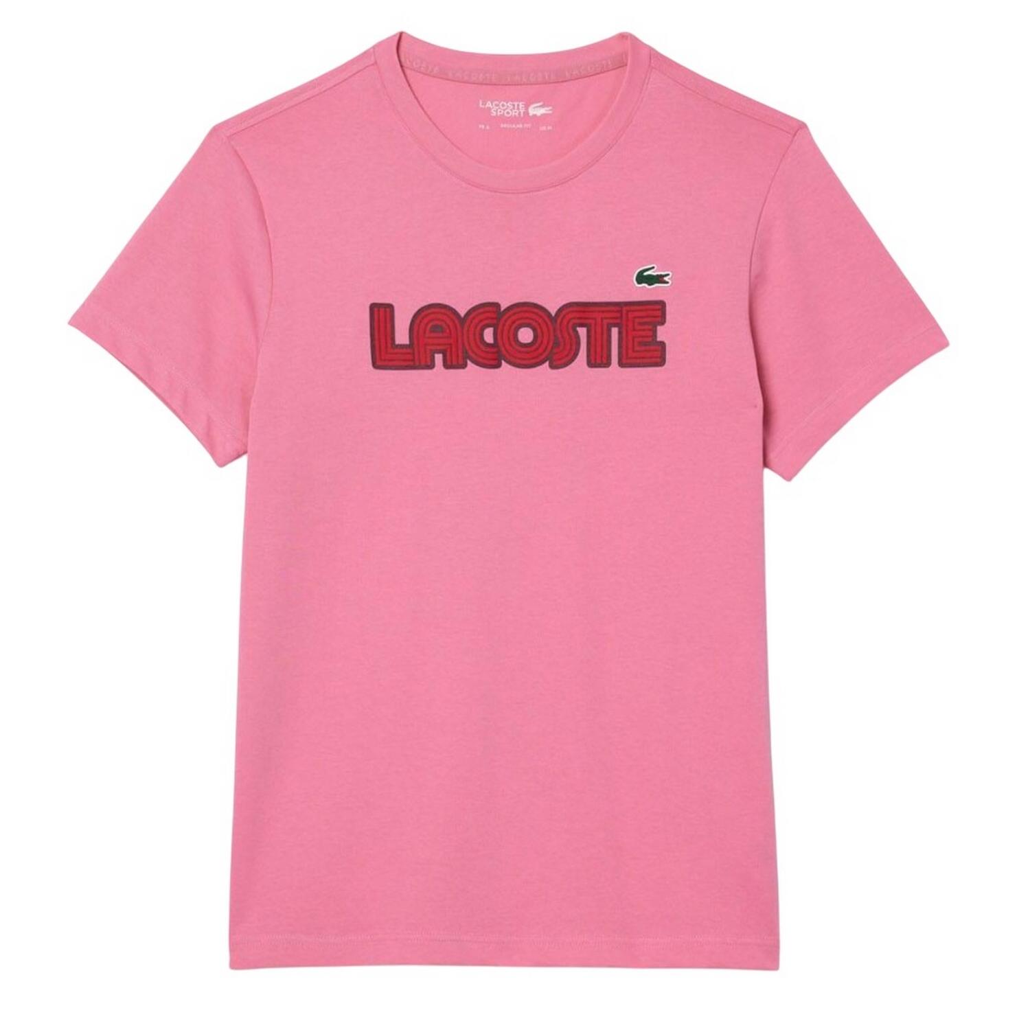 LACOSTE Mens Logo Cotton Ultra Dry Sports TShirt (Pink)