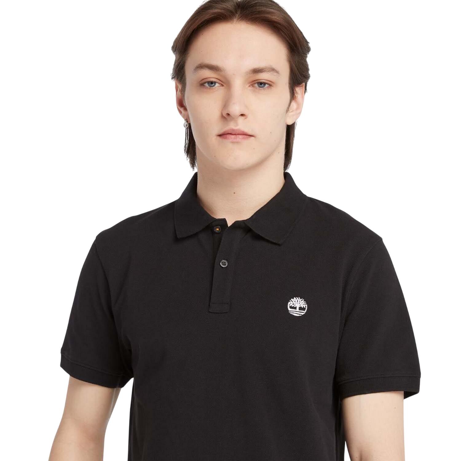 Maglietta Polo Logo Maniche Corte Uomo Timberland Oyster River Nero 3/4