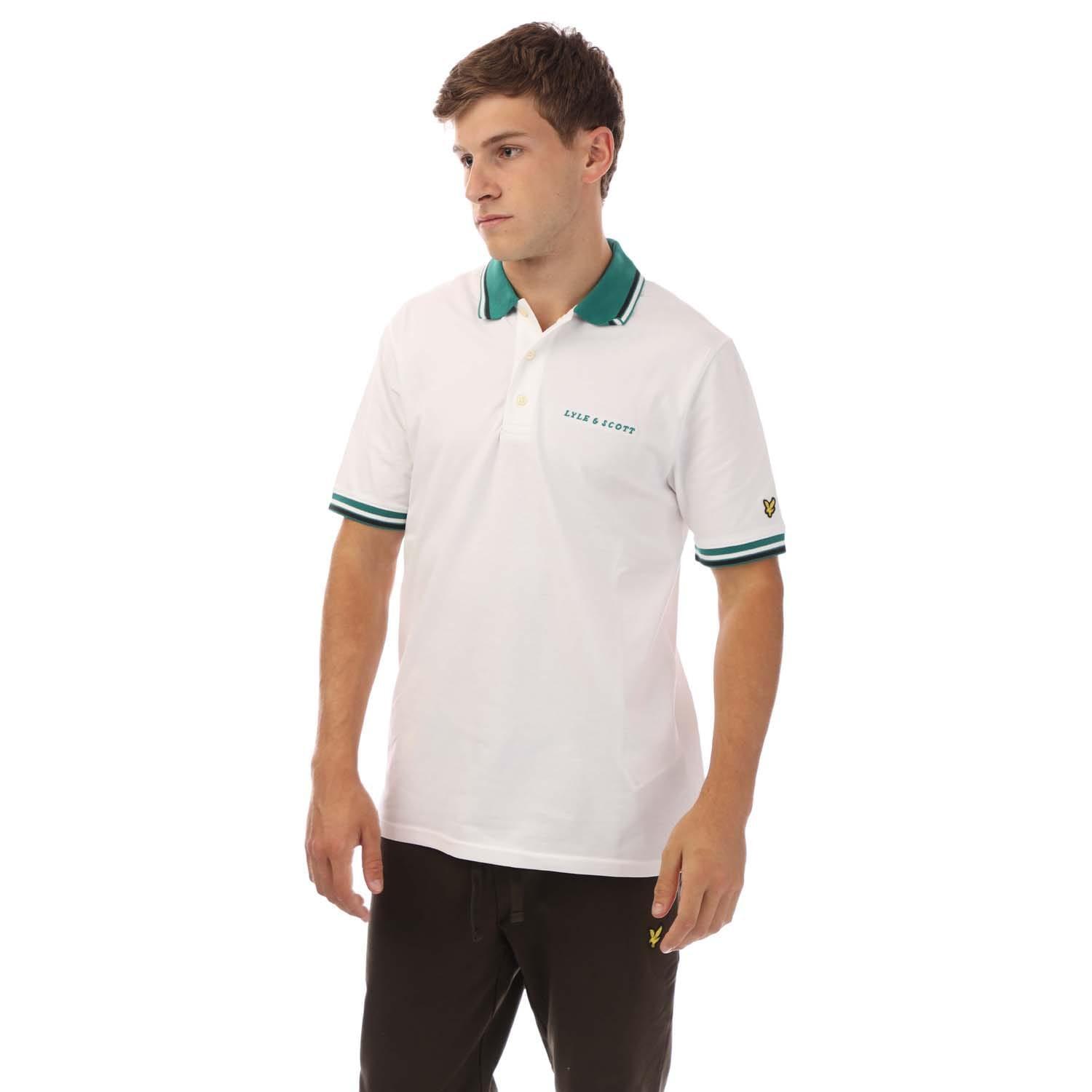 LYLE AND SCOTT Mens Embroidered Logo Tipped Polo Shirt (White)
