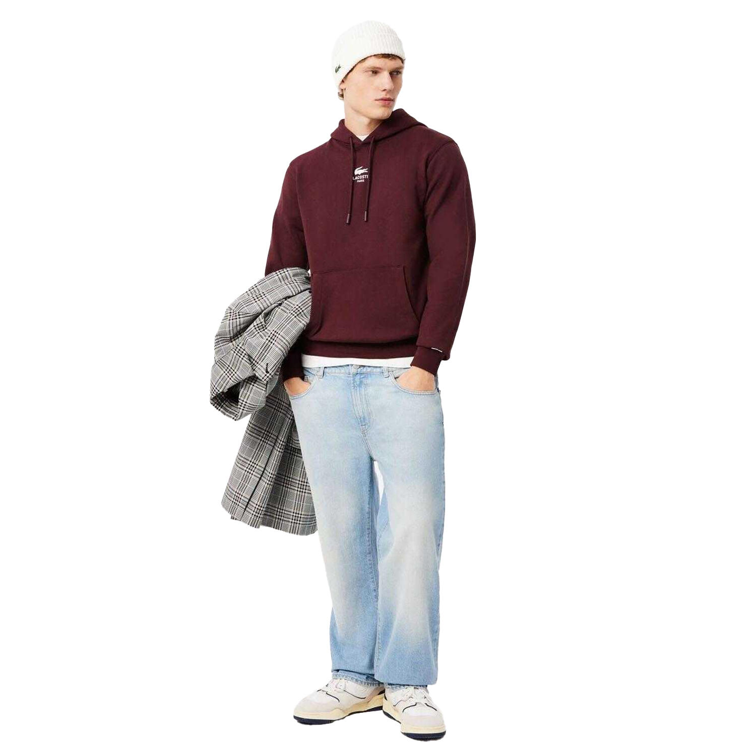Felpa Con Cappuccio Stampa Posteriore Adulto Unisex Lacoste Rosso Marrone 3/3
