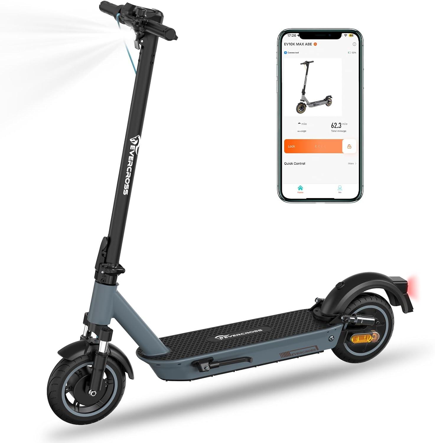 EVERCROSS Scooter elétrica dobrável para adulto-EV10KMAX (ABE) APP-Preto Azul-18.2