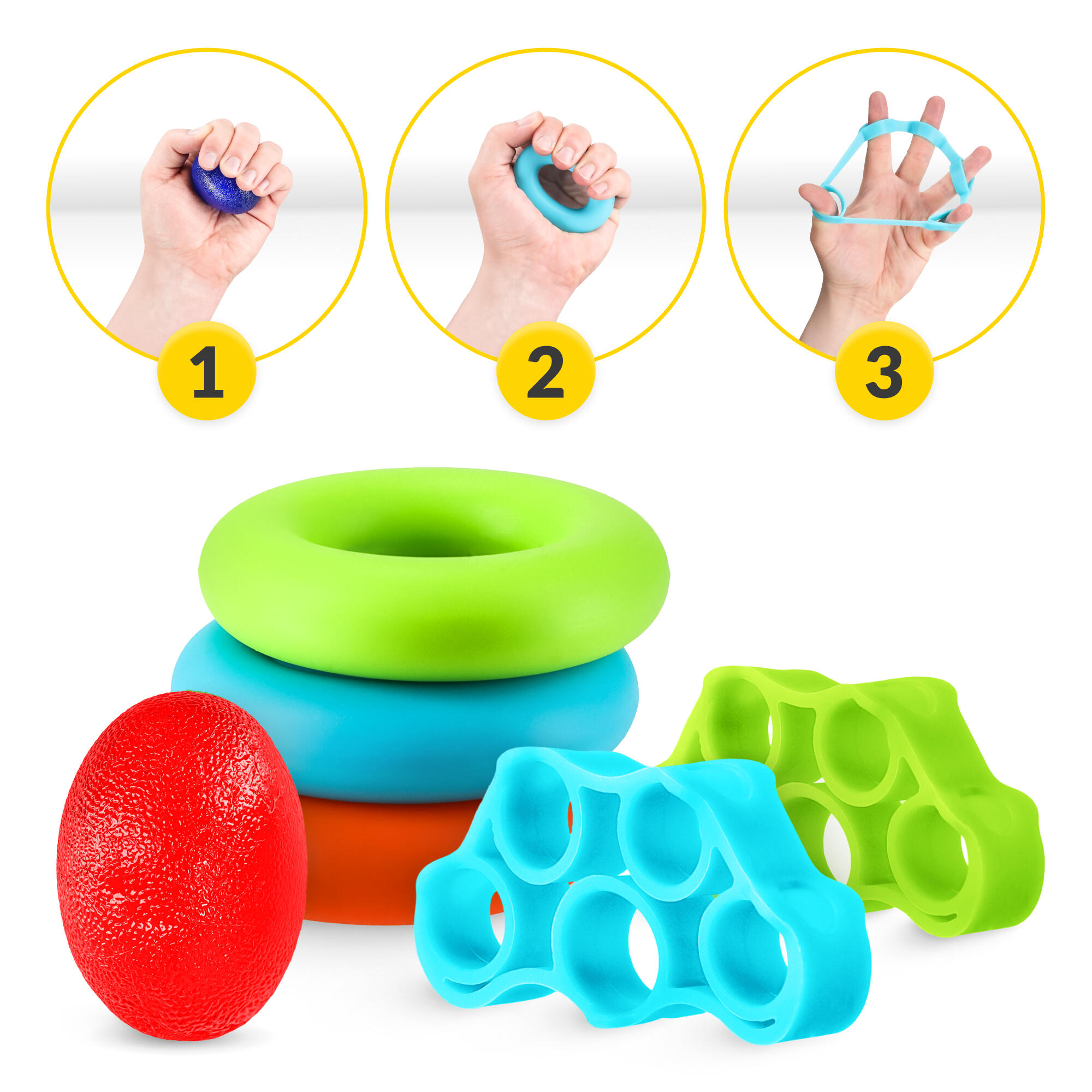 Sada 9AC gum na cvičení prstů a rehabilitaci 4FIZJO 2/7