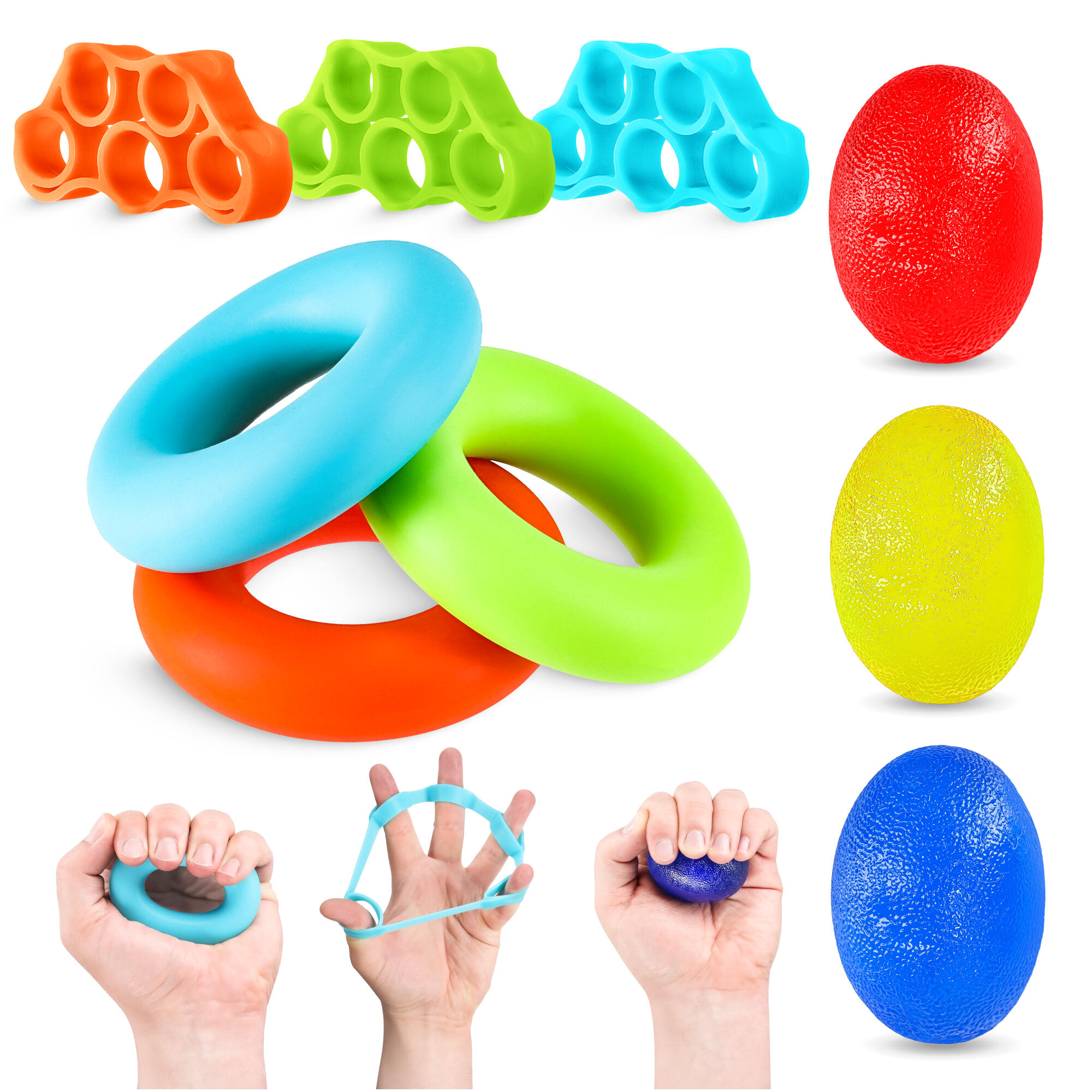 4FIZJO Sada 9AC gum na cvičení prstů a rehabilitaci 4FIZJO