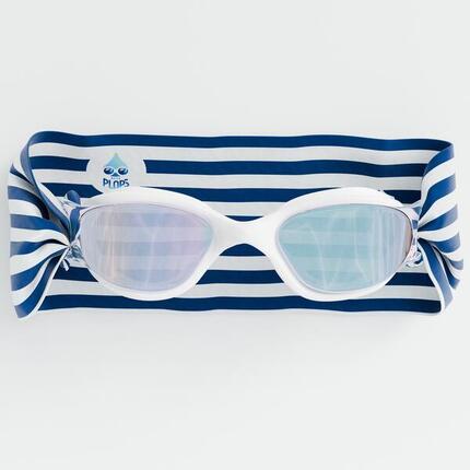 Lunettes Adulte Unisexe Natation Blanc - Bandeau Marinière - Verres Mirroir