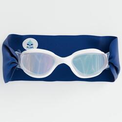 Lunettes Adulte Unisexe Natation Blanc - Bandeau Bandana Navy - Verres Mirroir