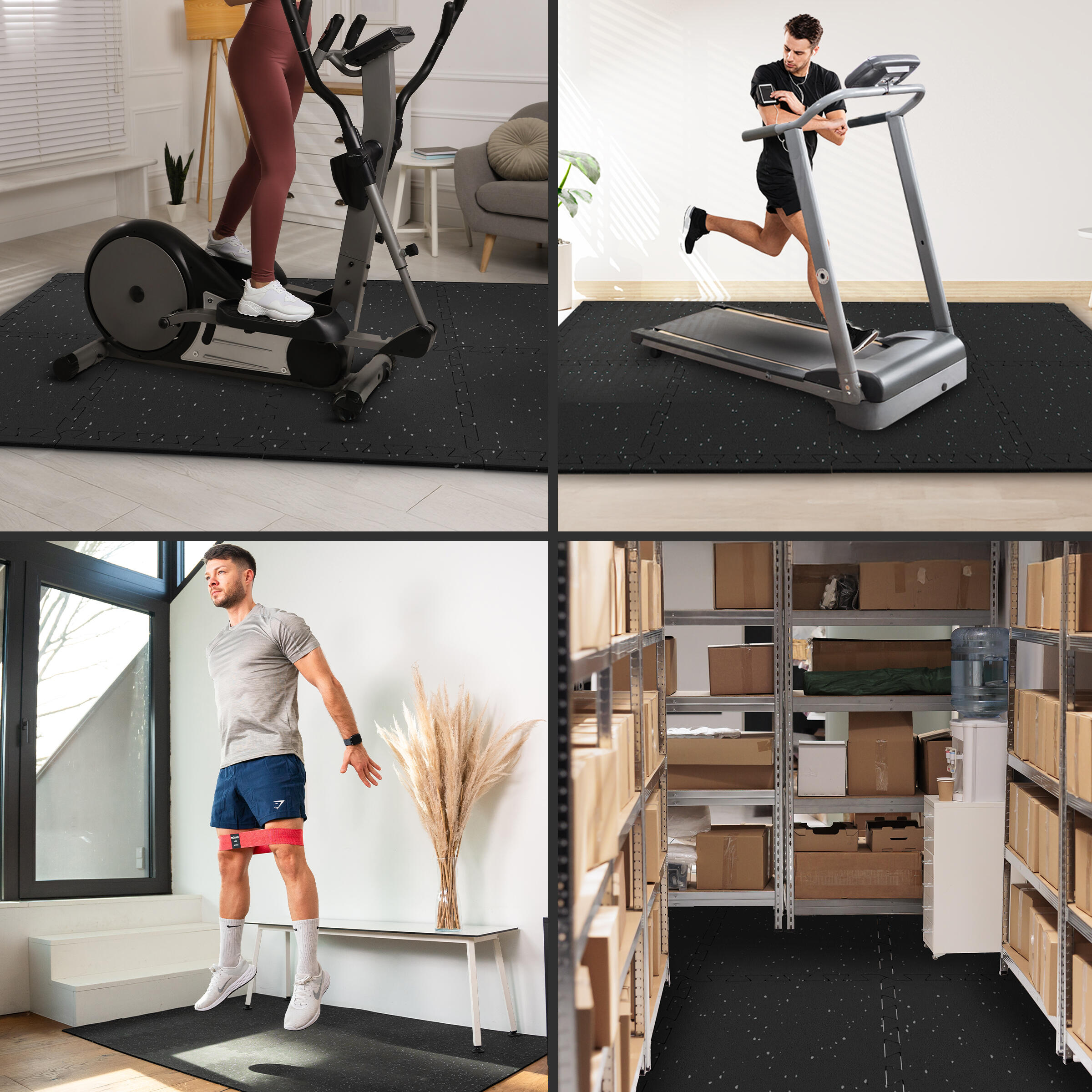 Bodenschutzmatte Fitness – Vollgummi-Bodenmatte – 40er-Set Puzzlematten 5/7