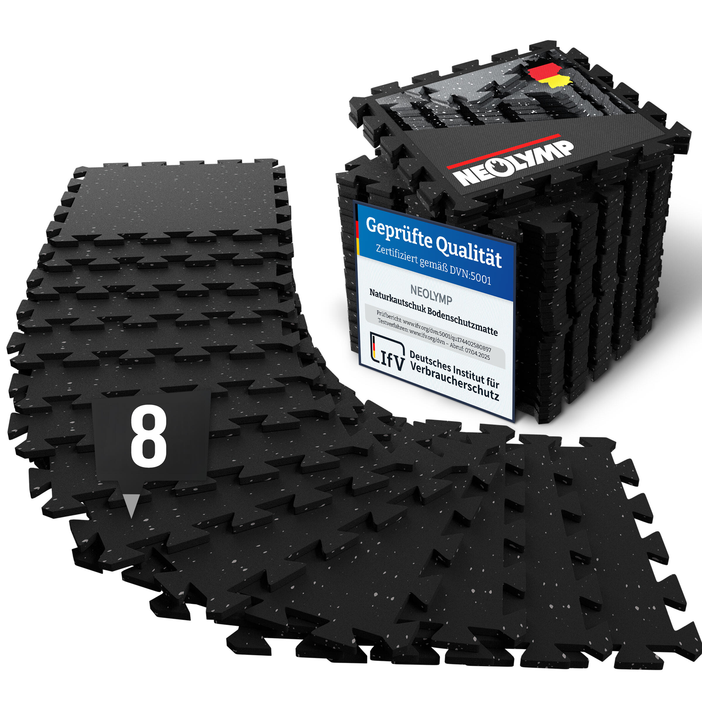 NEOLYMP Tappetino fitness – gomma resistente – set 8 tappeti componibili puzzle