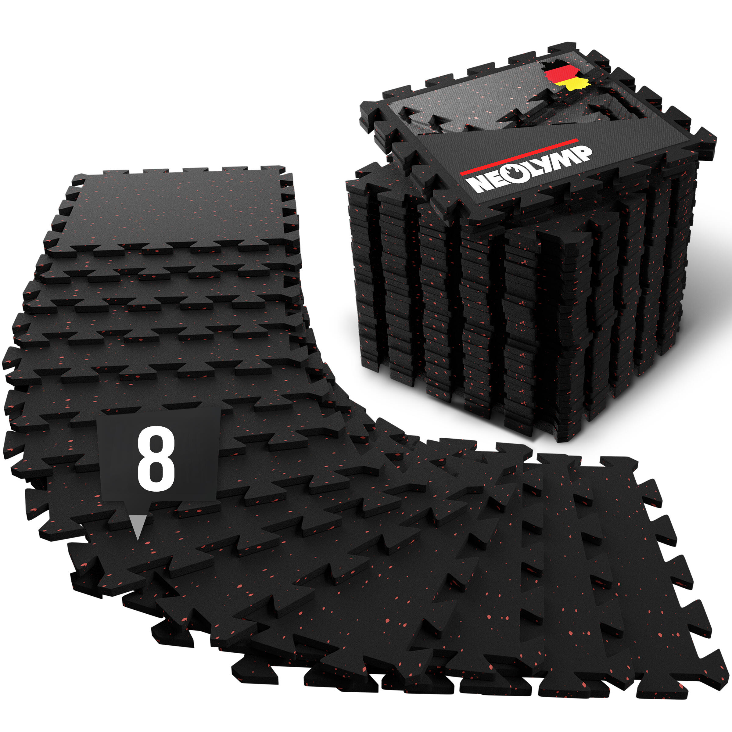 NEOLYMP Tappetino fitness – gomma resistente – set 8 tappeti componibili puzzle