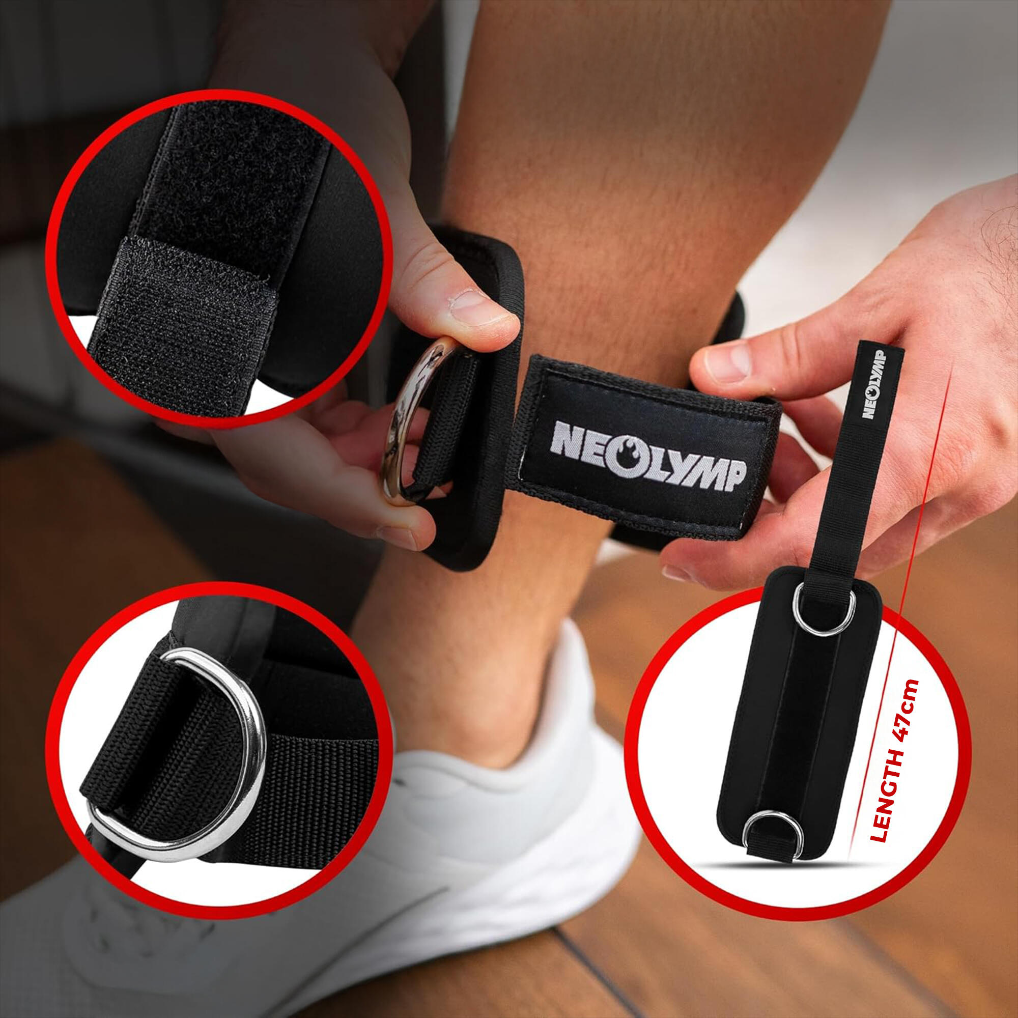 Fußschlaufen Kabelzug 2er Set - Kickbase Fußschlaufe mit komfortabler Polsterung 2/7