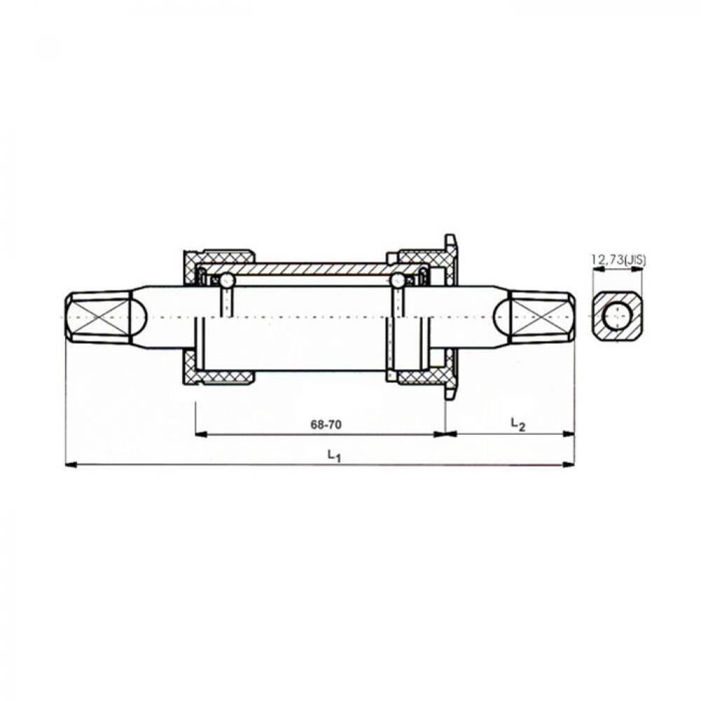 NECO trapas vierkant BSA 68 mm as 107,5 mm CrMo holle as aluminium cups 2/3
