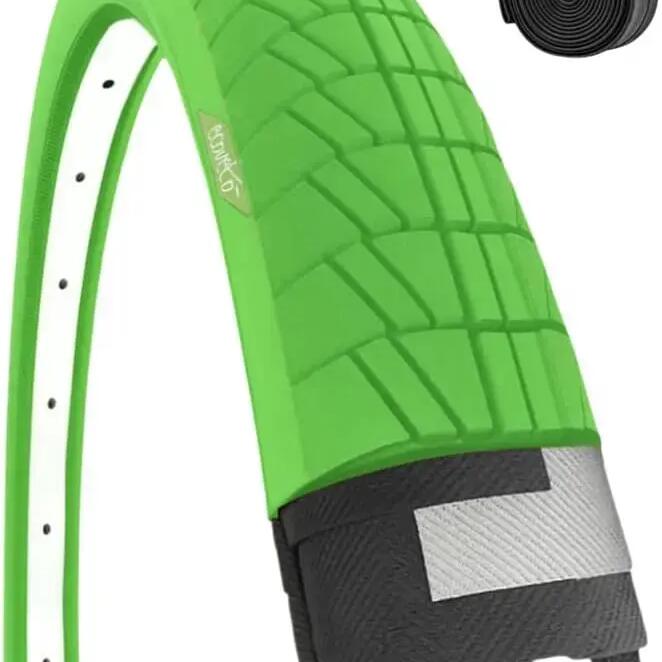Tyre green 20X1.75+inner tube, tyre 20 X 1.75 Graziella bike EV