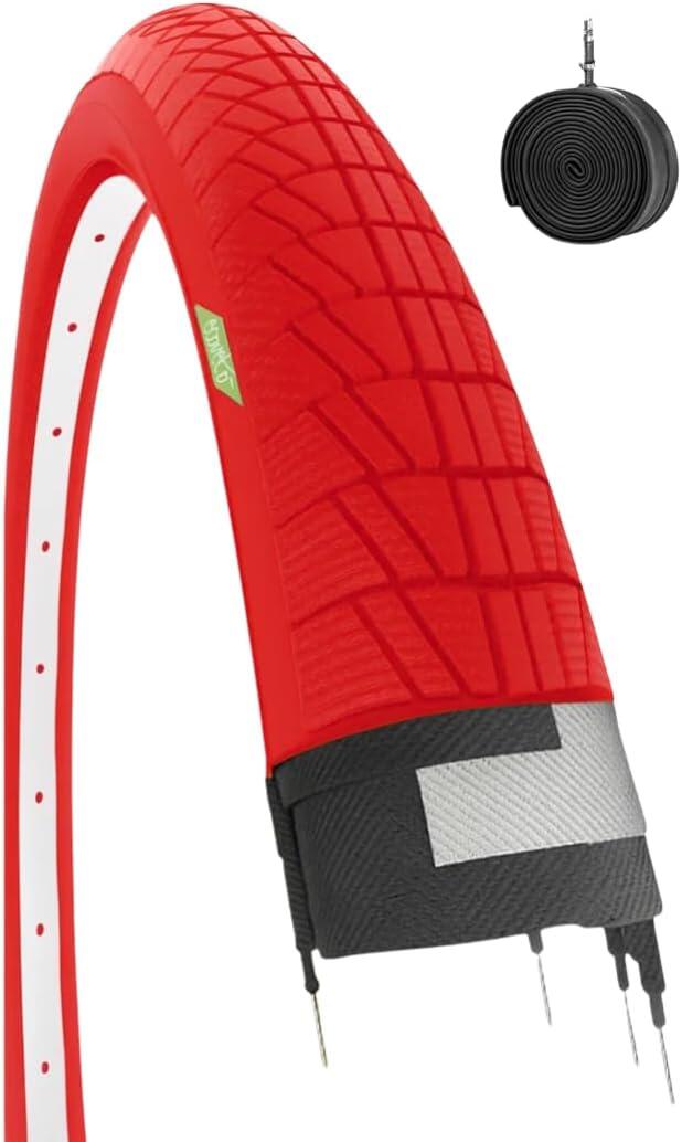 ECOVELO Copertone rosso 20X1.75 + camera, pneumatico 20 X 1.75 bici  graziella EV