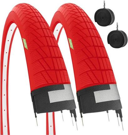 2 Reifen rot 20x1.75+Schläuche, Reifen Fahrrad 20x1.75 graziella EV