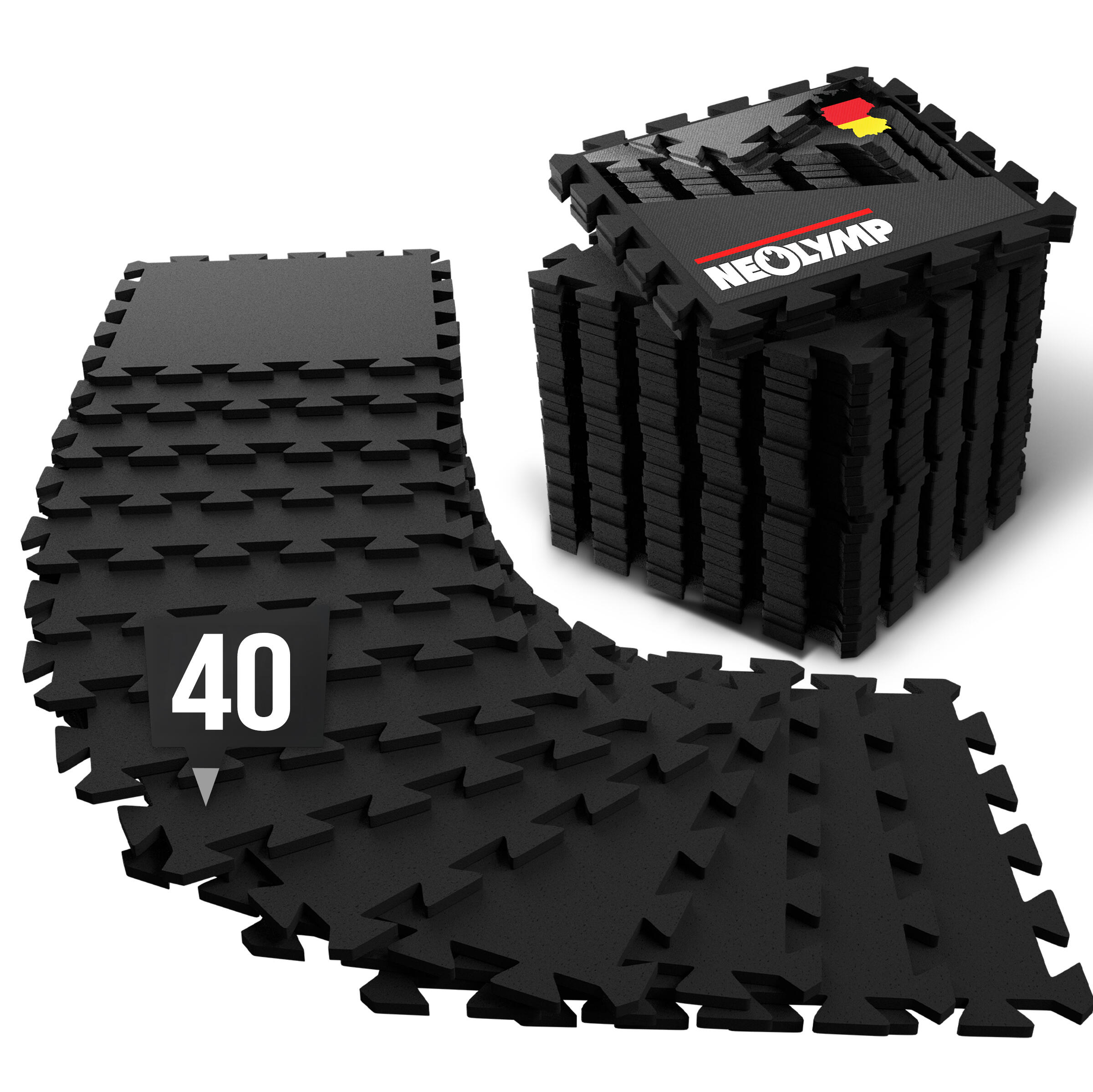 NEOLYMP Tappeto Palestra in Gomma Antitrauma – Set 40 Piastrelle Puzzle