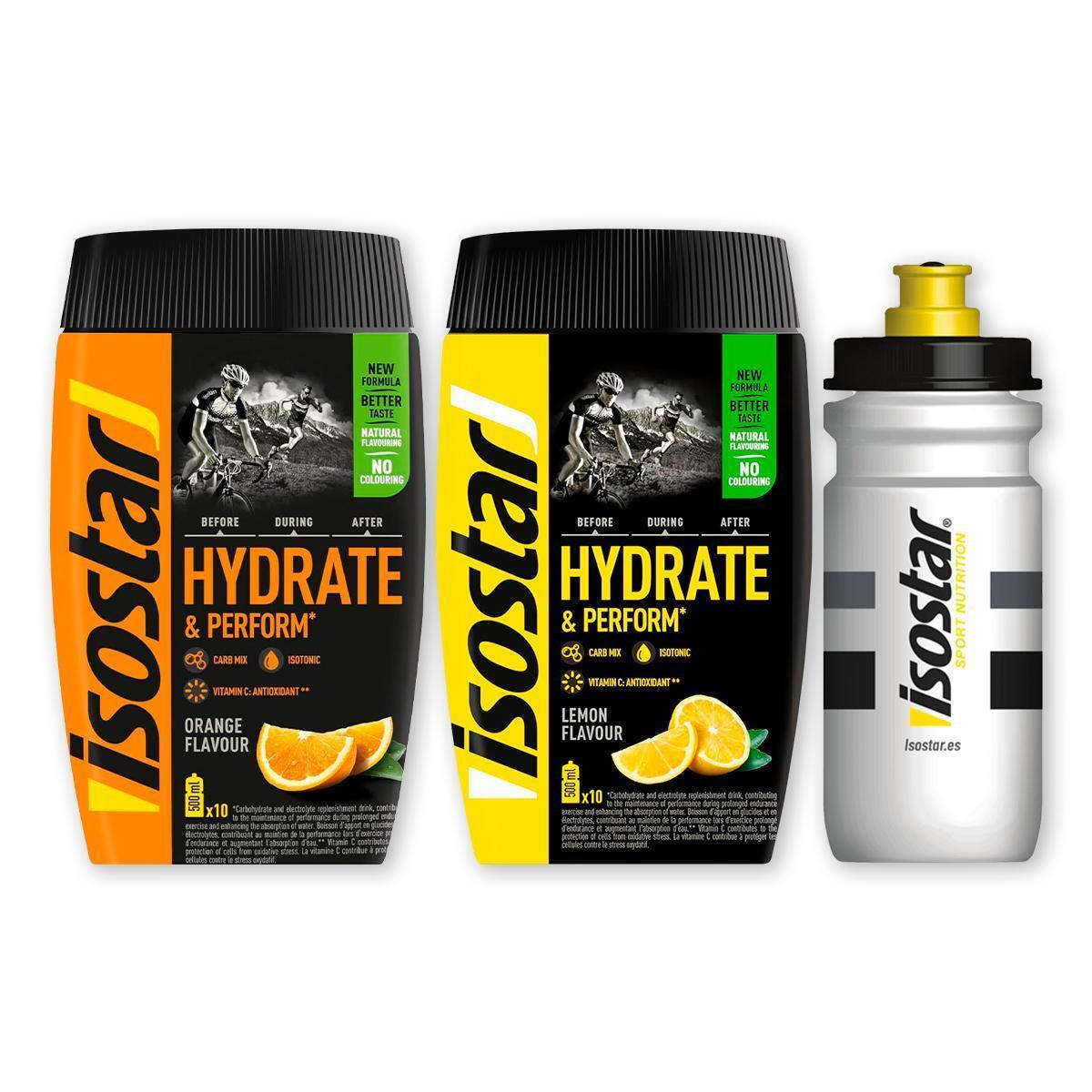 ISOSTAR Isostar Bote Polvo Naranja 400g +  400g Limón + Bidon Winter White