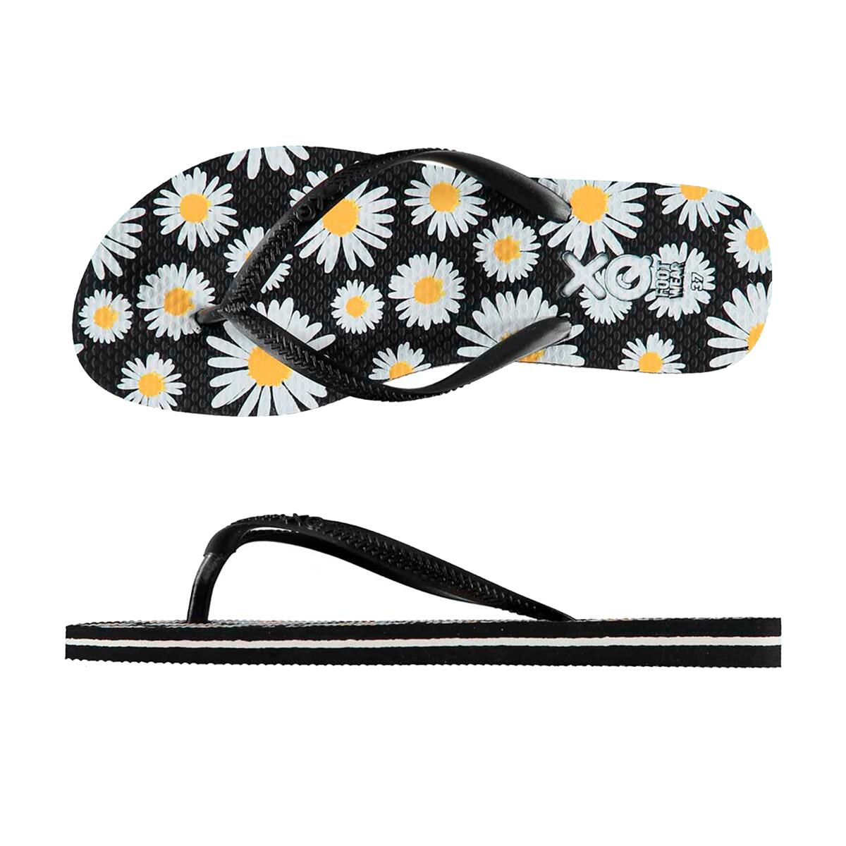 Chancletas de Playa Negras con estampado 2/3