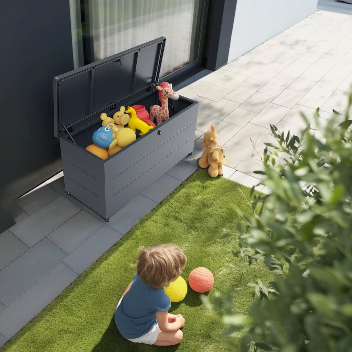 Coffre de jardin métal 330 L anthracite 3/7
