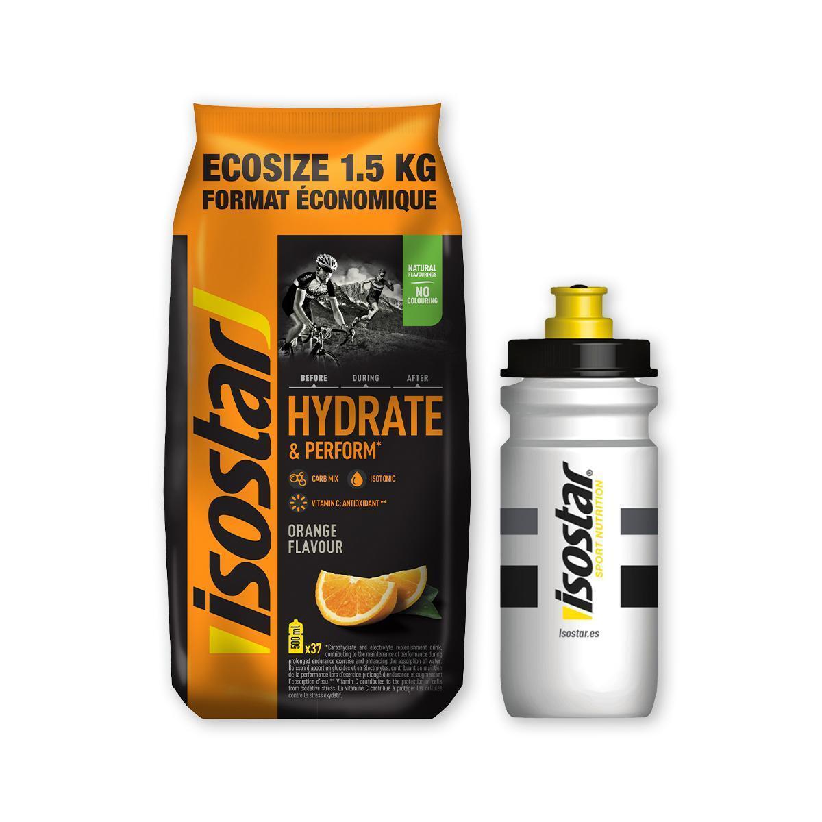 ISOSTAR Isostar Hydrate & Perform 1.5 kg Naranja + Isostar Bidon Winter White
