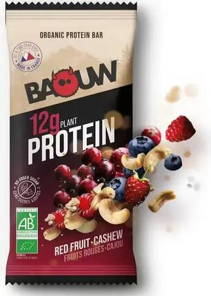 Barre énergétique Baouw 50g Plant Protein Fruits Rouges Cajou