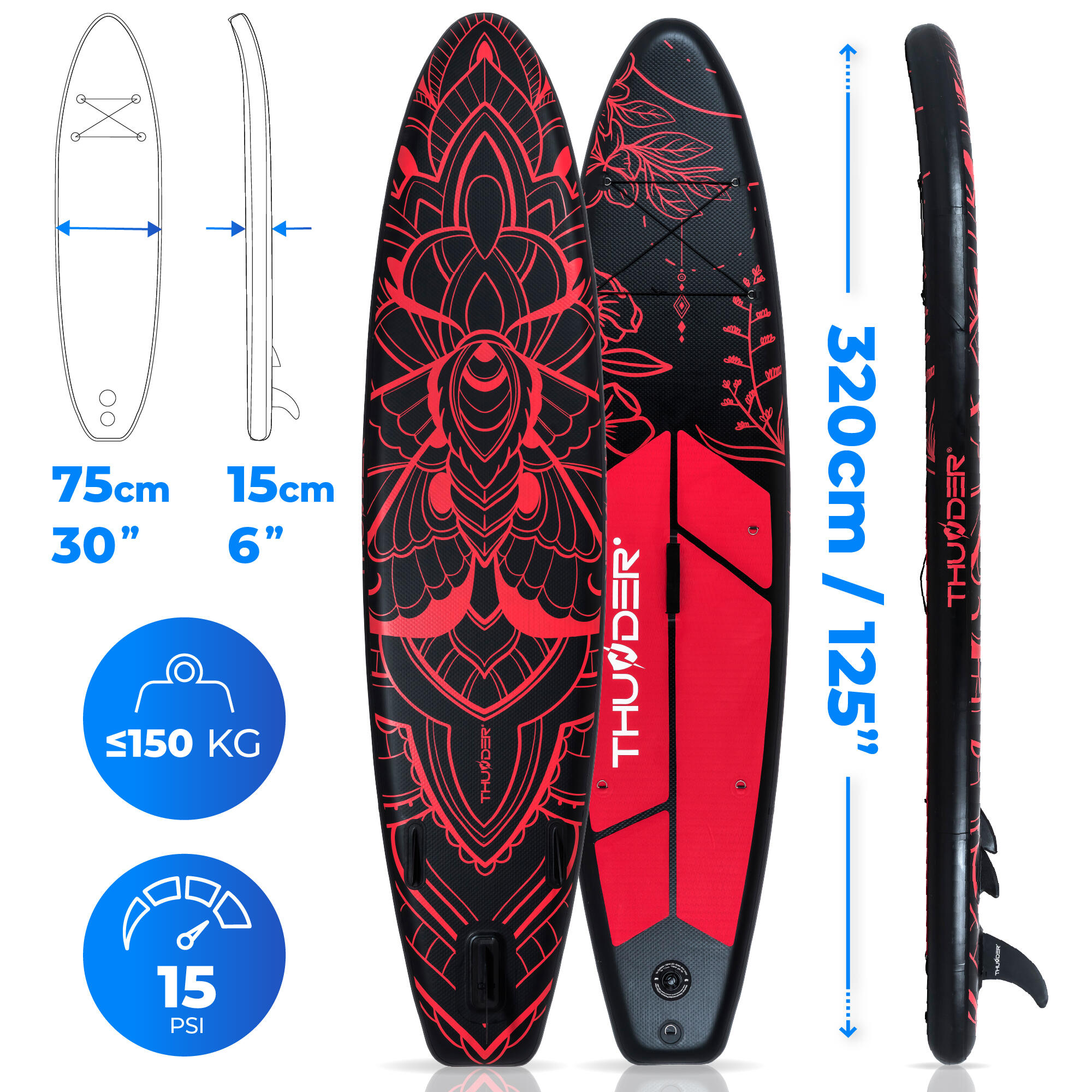 Opblaasbaar SUP-board met accessoires THUNDER MOTH 320cm 2/8