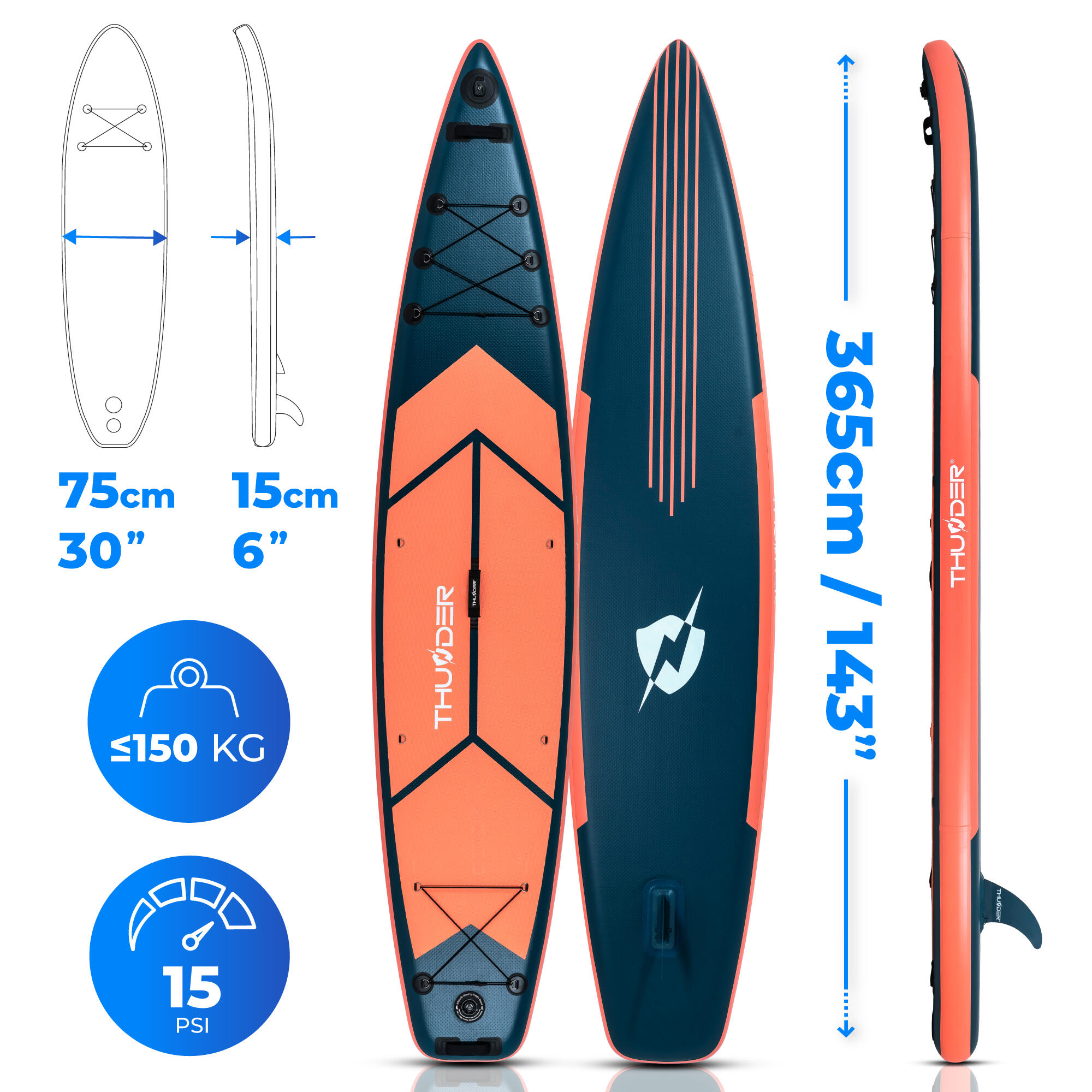 Planche de SUP gonflable avec accessoires THUNDER MISTY 365cm 2/8