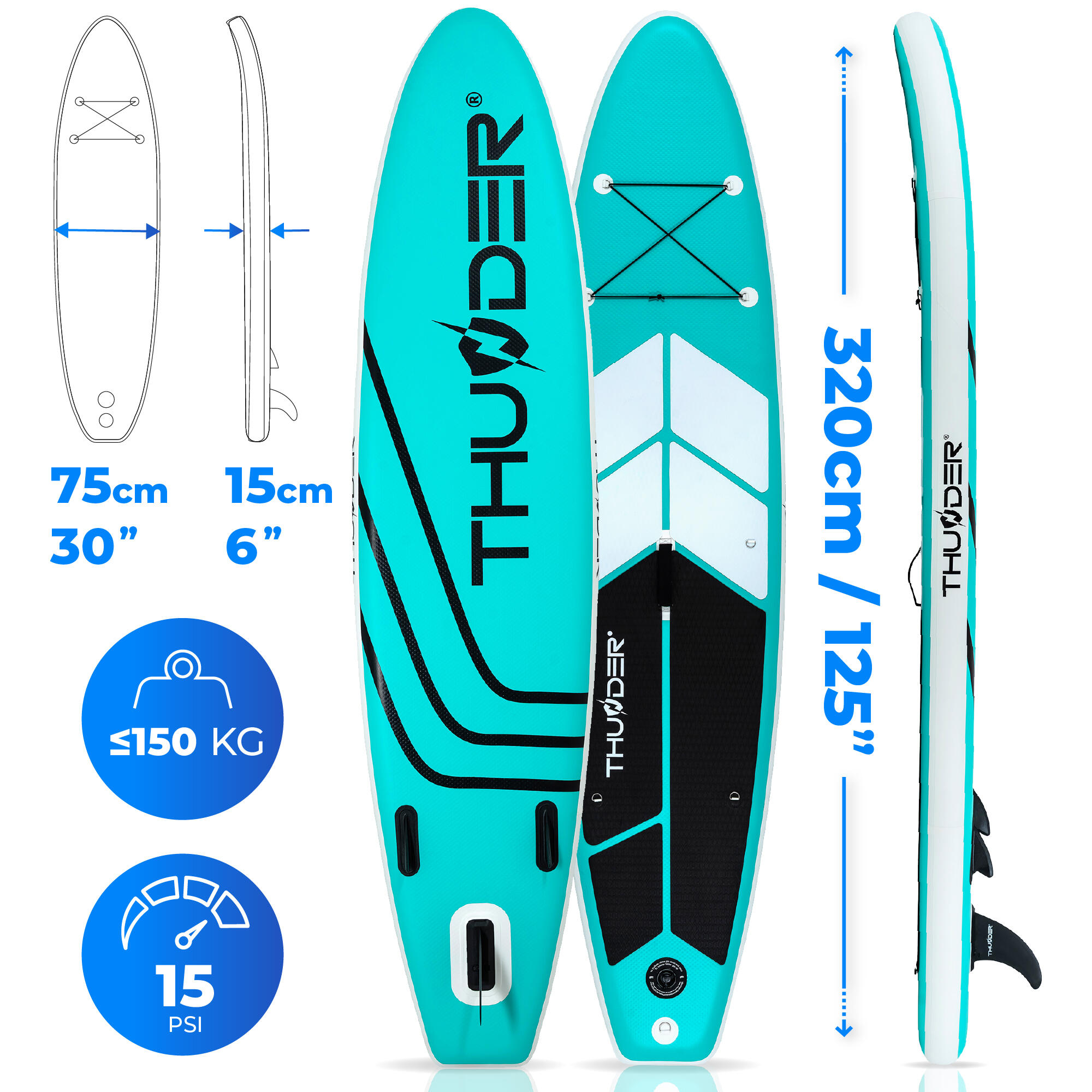 Aufblasbares SUP-Board mit Zubehör THUNDER COAST-MINT 320cm 2/7