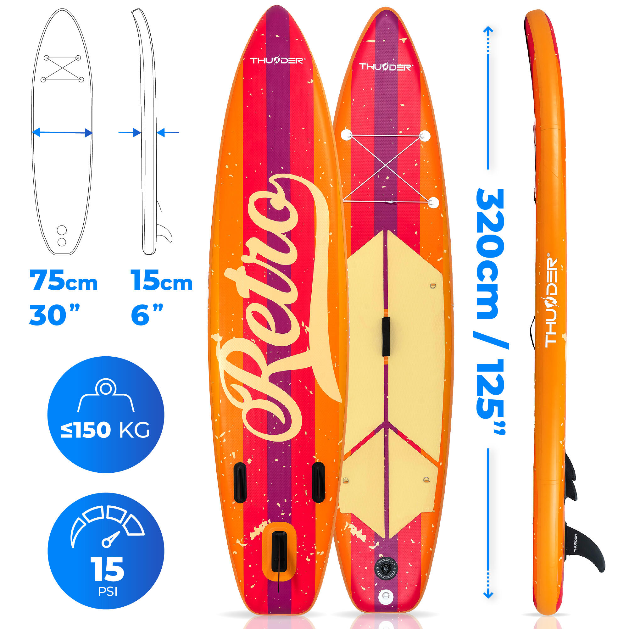 Planche de SUP gonflable avec accessoires THUNDER RETRO 320cm 2/8