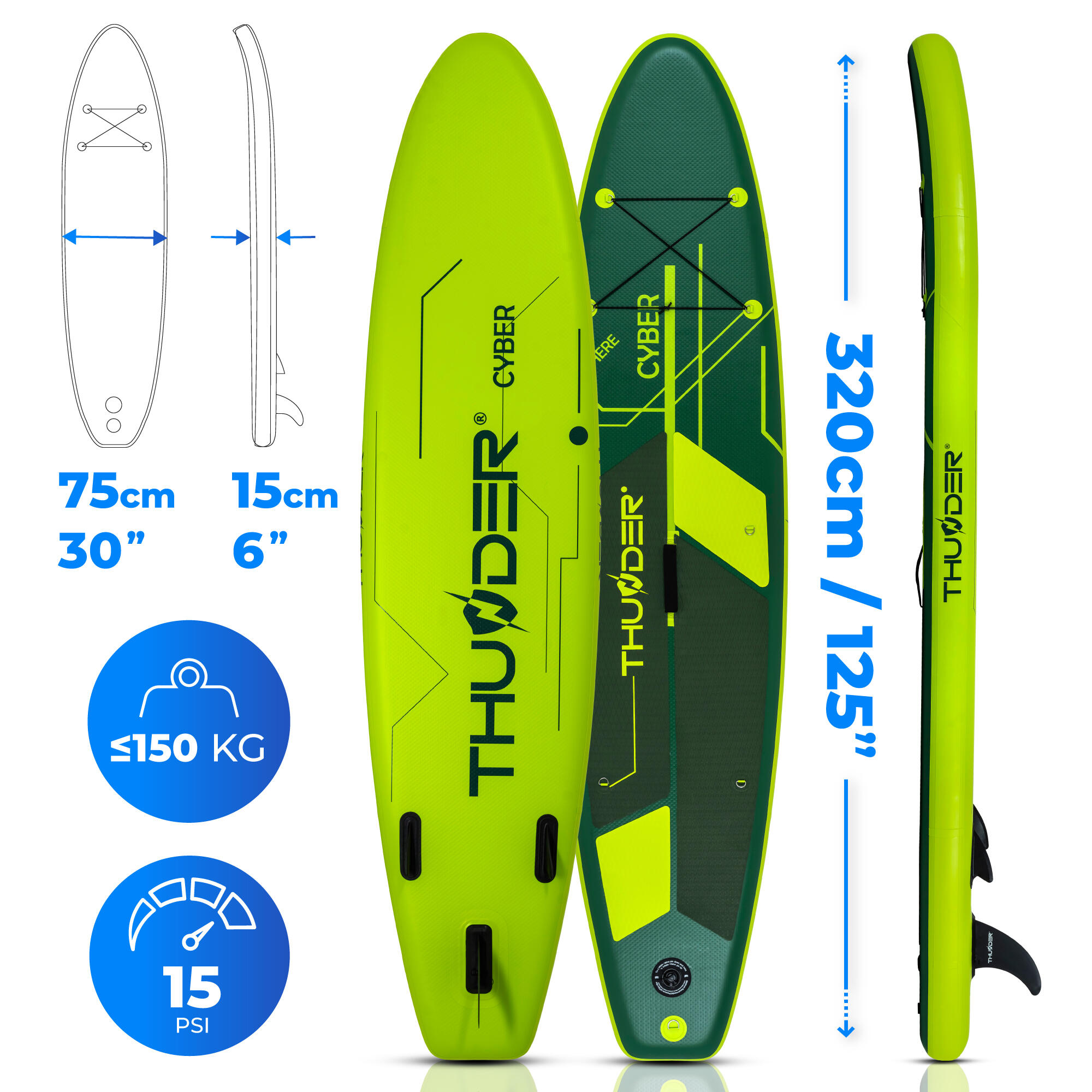 THUNDER - Set cu placa gonflabila Sup, Thunder, CYBER, 320 x 75 x