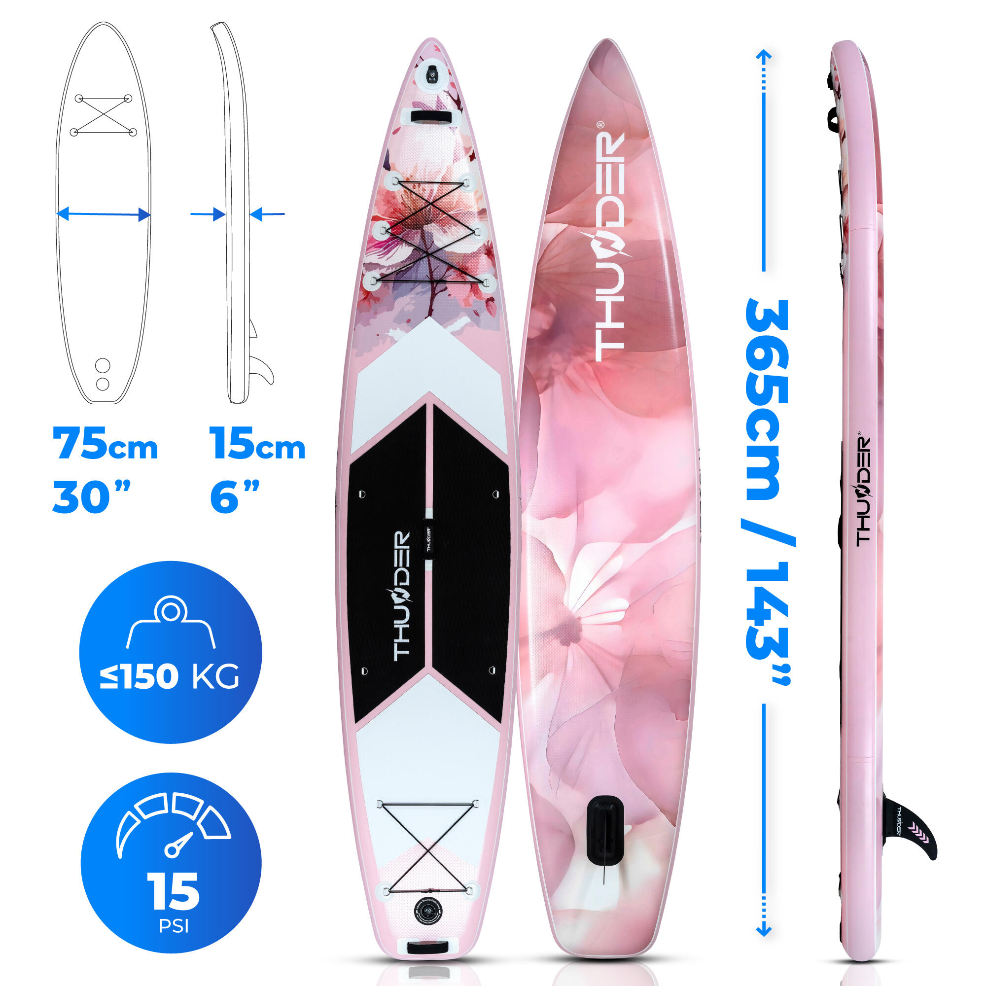 Planche de SUP gonflable avec accessoires THUNDER ROSEA 365cm 2/8